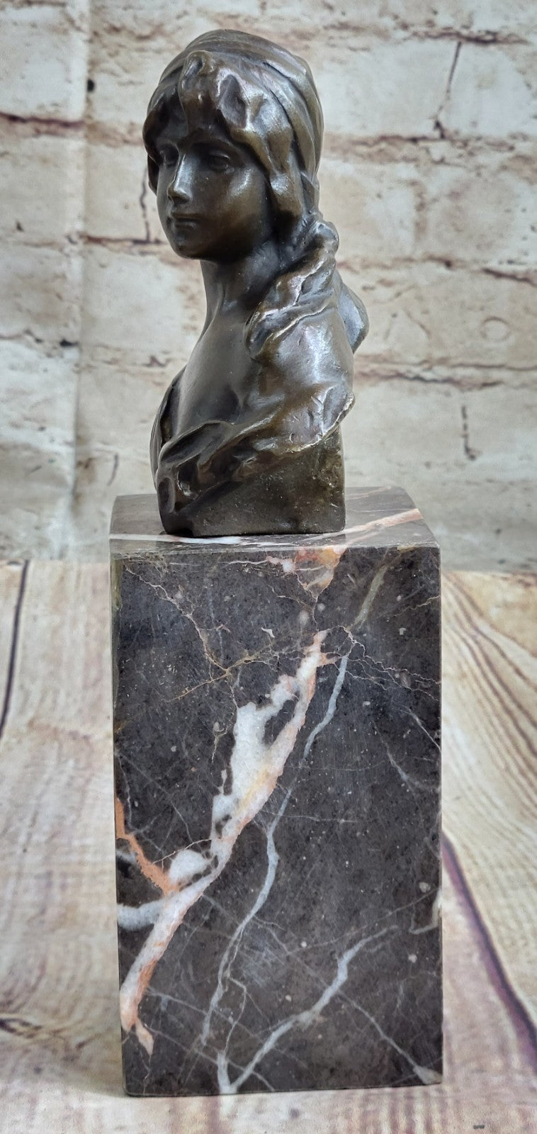 Handcrafted bronze sculpture SALE Book Bookend Bust Female Milo Original Signed