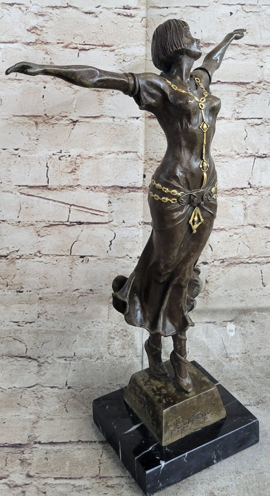 Hand Made Real Bronze Victorian Proper Lady Sculpture Statue Figurine Statue