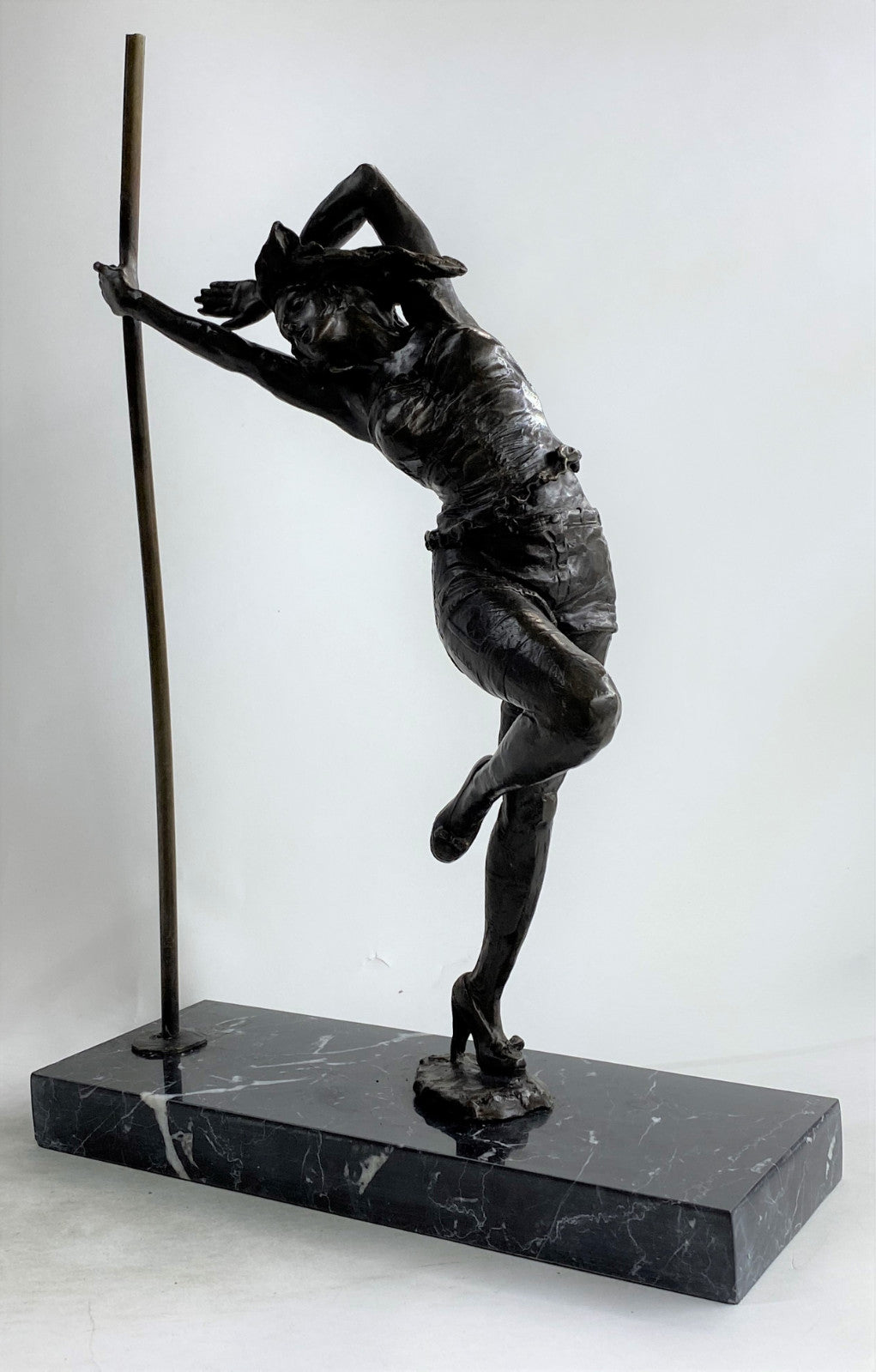 Bronze Nude Woman Stripper Pole Go Dancer Erotic Pose Figure Sculpture Statue