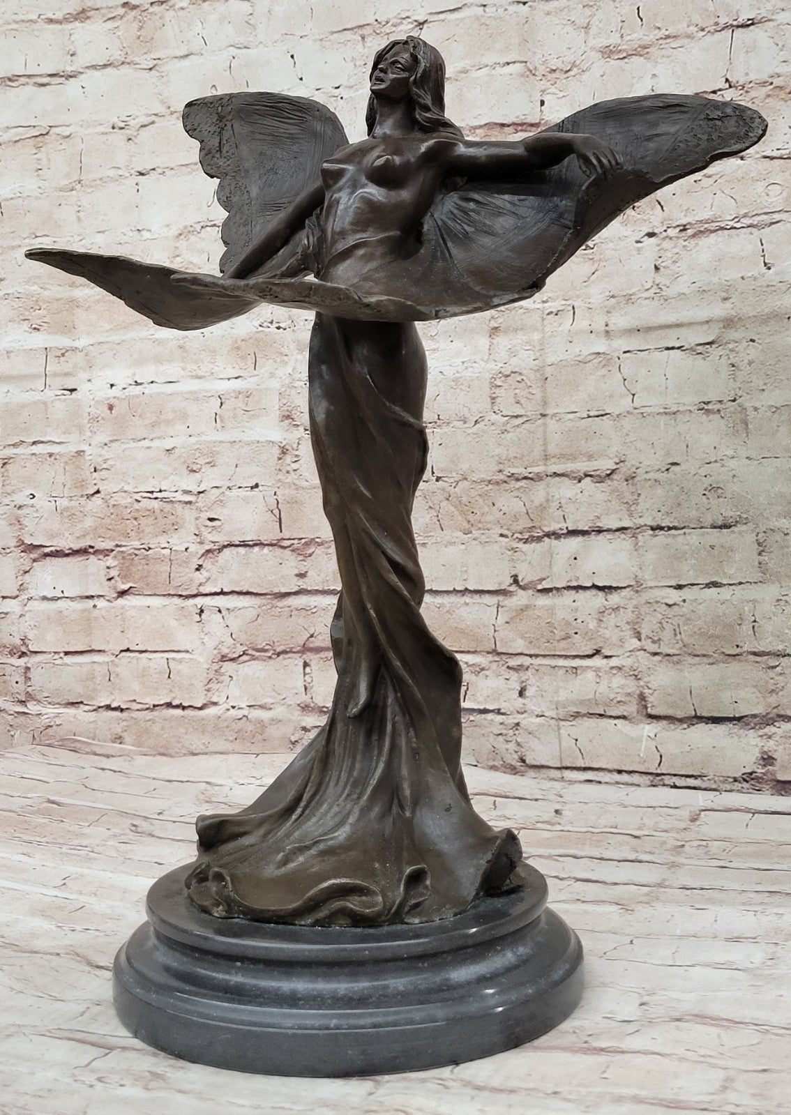 Handcrafted bronze sculpture SALE Art Sexy Erotic Angel Butterfly Nouveau Nude