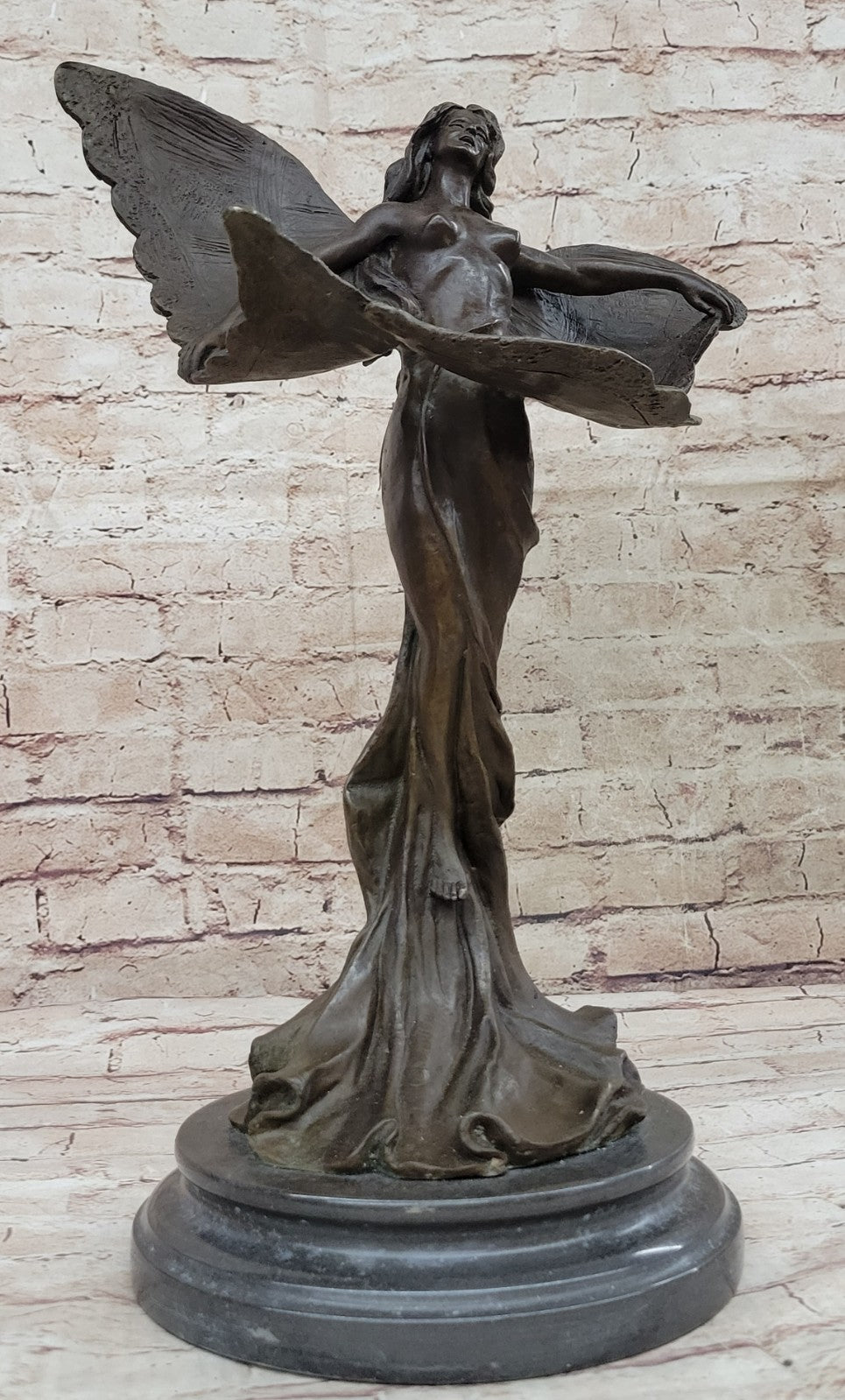 Handcrafted bronze sculpture SALE Art Sexy Erotic Angel Butterfly Nouveau Nude