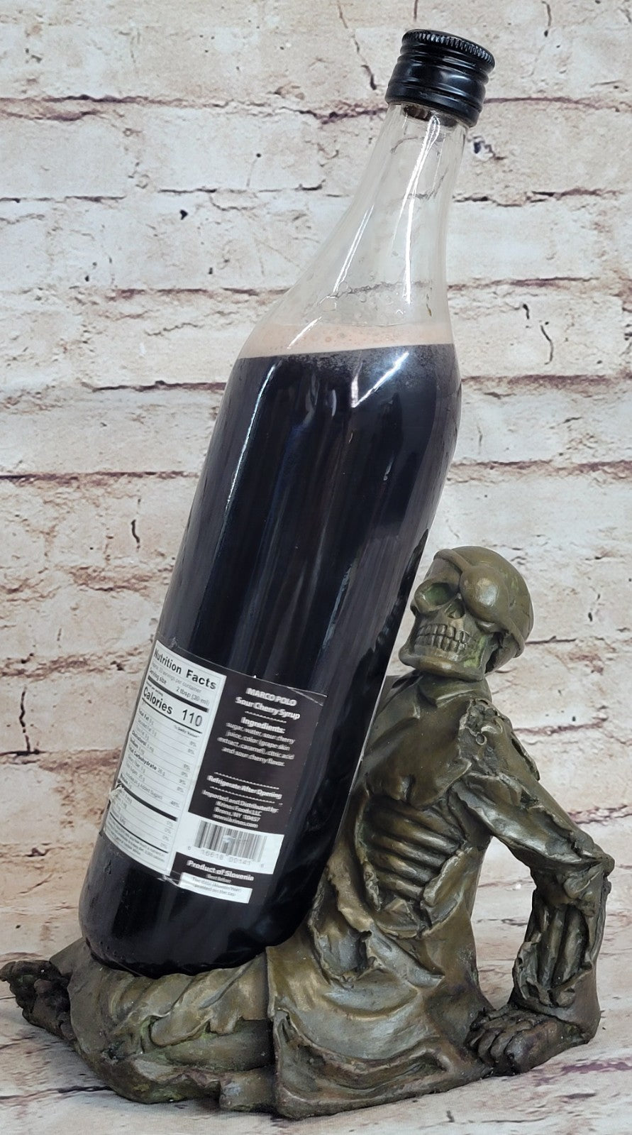 Skeleton Laying Wine Holder Bronze Statue Sculpture Figurine Home Deco Figure