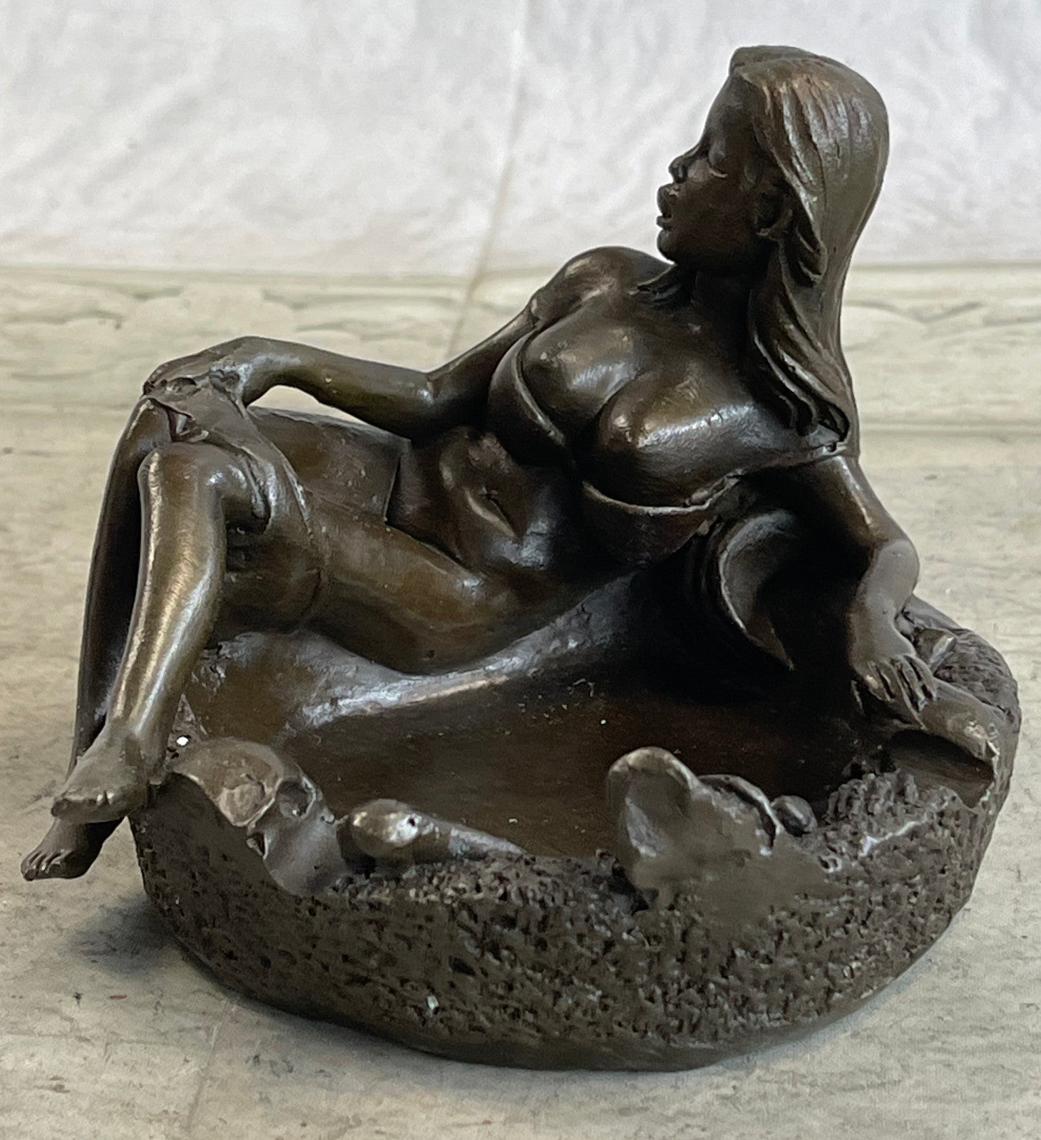 Ashtray Girl Nude Bronze Sculpture Handcrafted Sale Pin Semi Original Signed Art