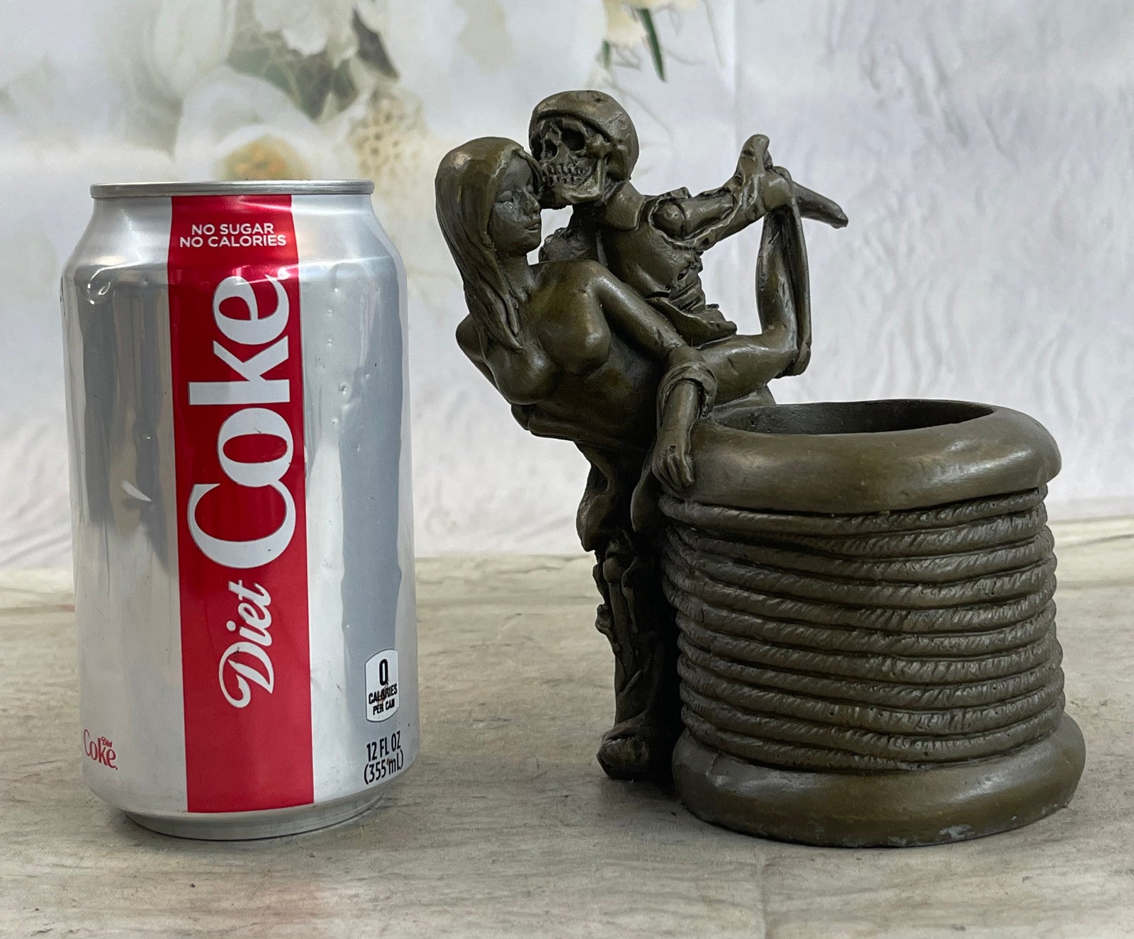 Buy Nude Skeleton Erotic Bronze Sculpture – Handcrafted Pen Holder Figurine by Olaf Odegaard