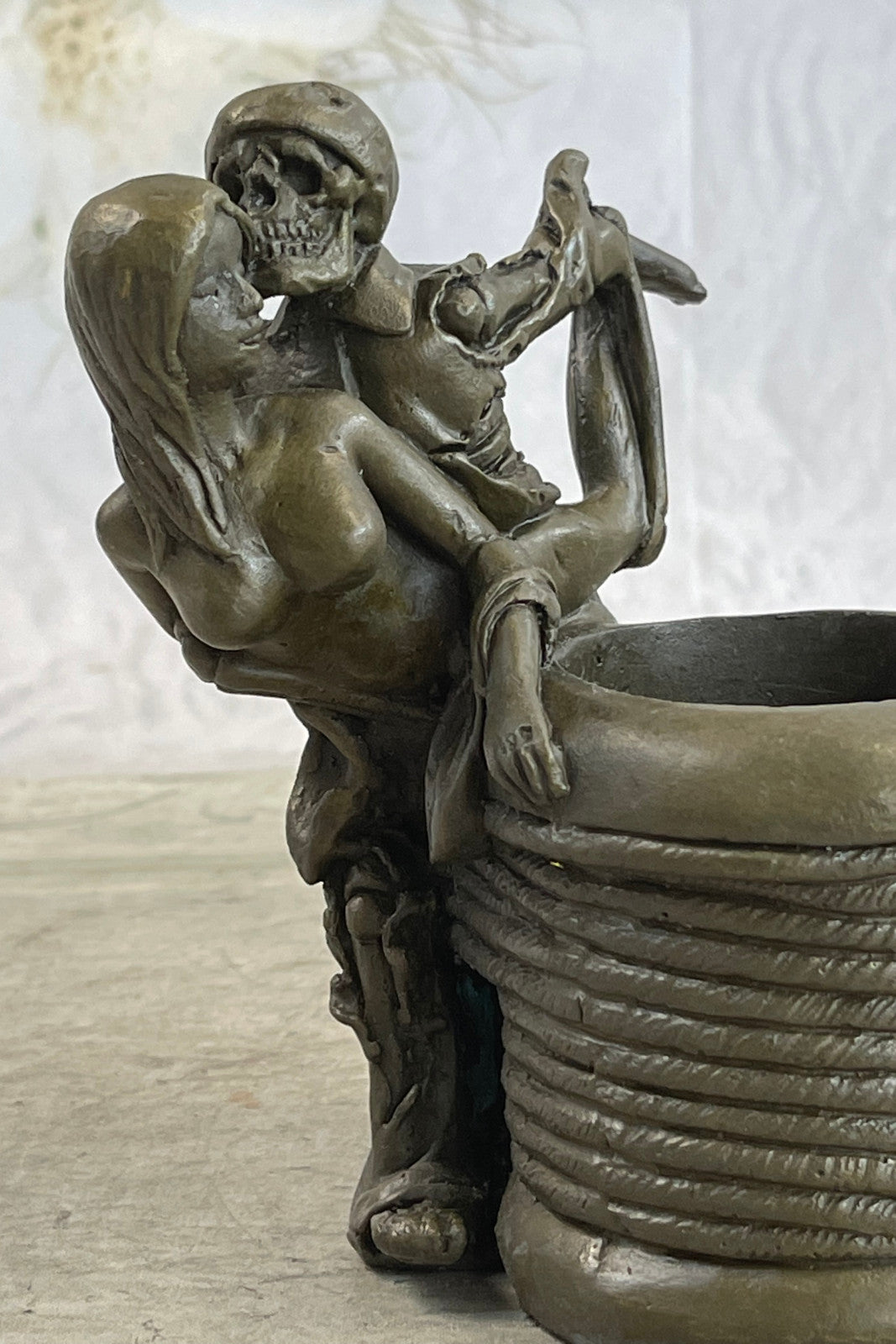 Buy Nude Skeleton Erotic Bronze Sculpture – Handcrafted Pen Holder Figurine by Olaf Odegaard