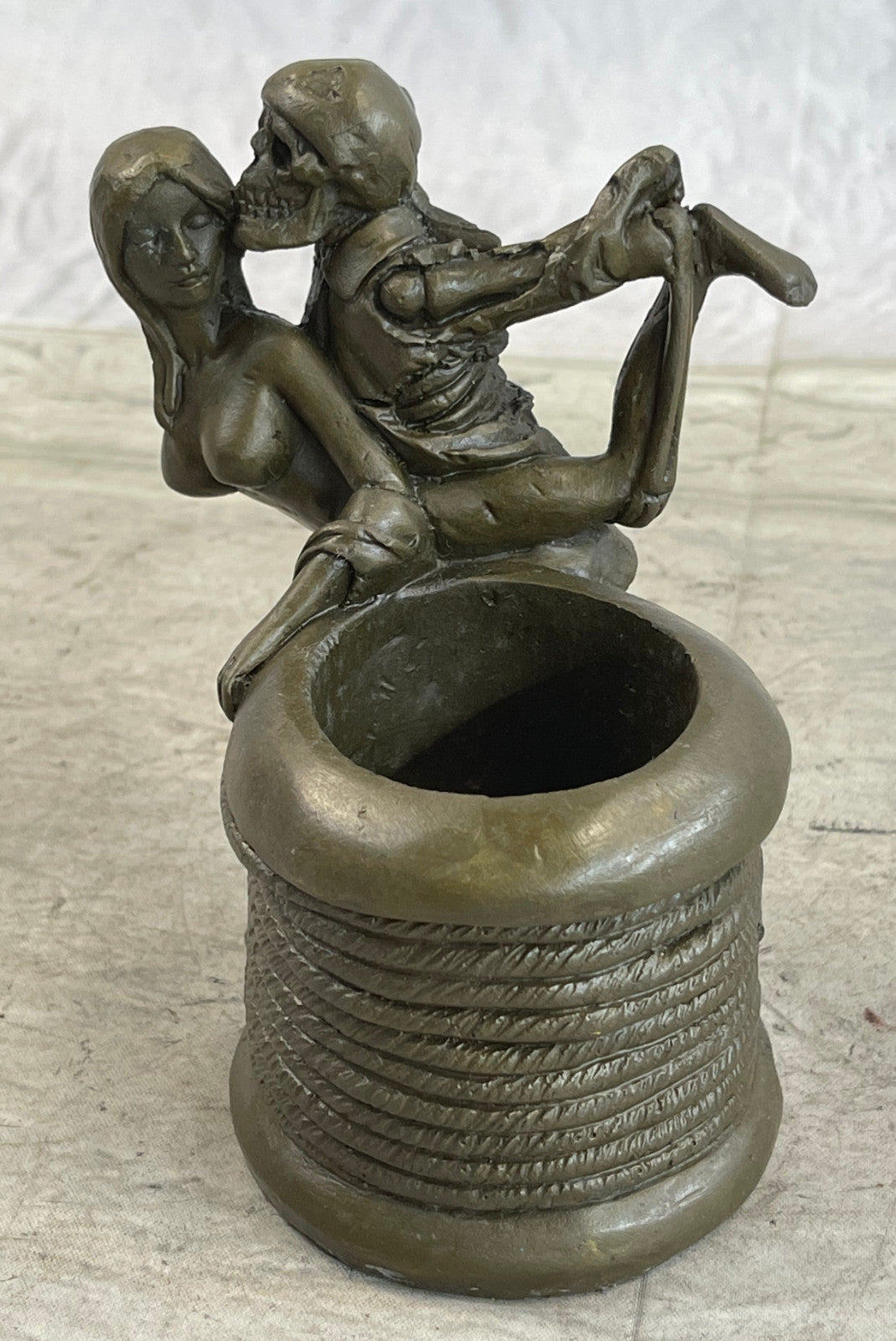 Buy Nude Skeleton Erotic Bronze Sculpture – Handcrafted Pen Holder Figurine by Olaf Odegaard