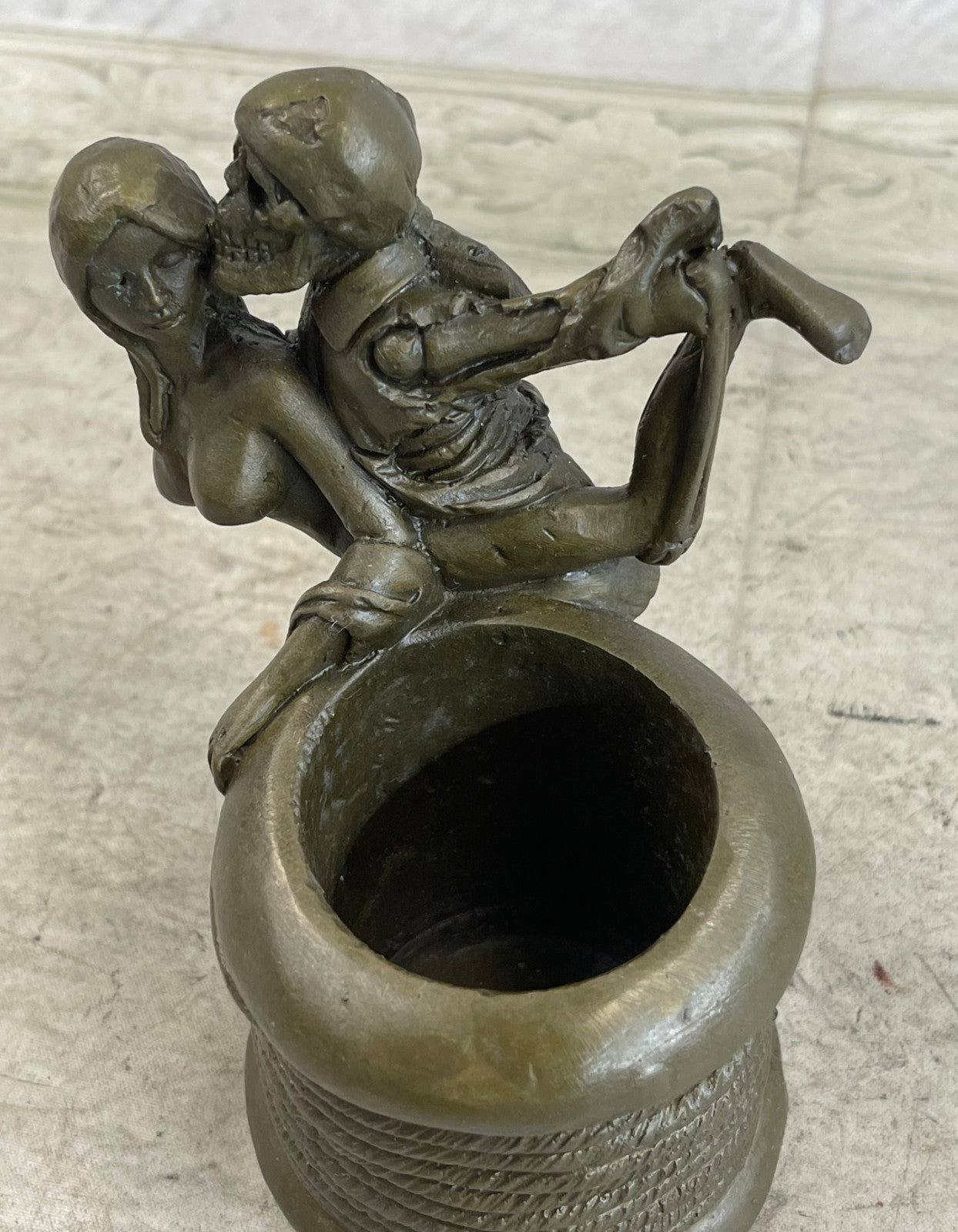Buy Nude Skeleton Erotic Bronze Sculpture – Handcrafted Pen Holder Figurine by Olaf Odegaard