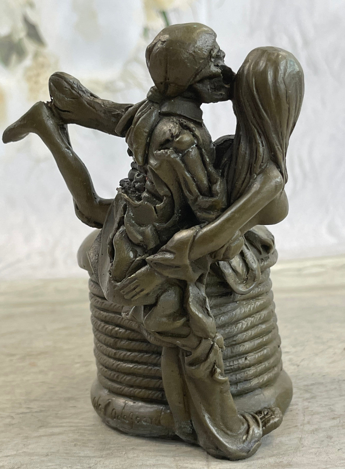 Buy Nude Skeleton Erotic Bronze Sculpture – Handcrafted Pen Holder Figurine by Olaf Odegaard