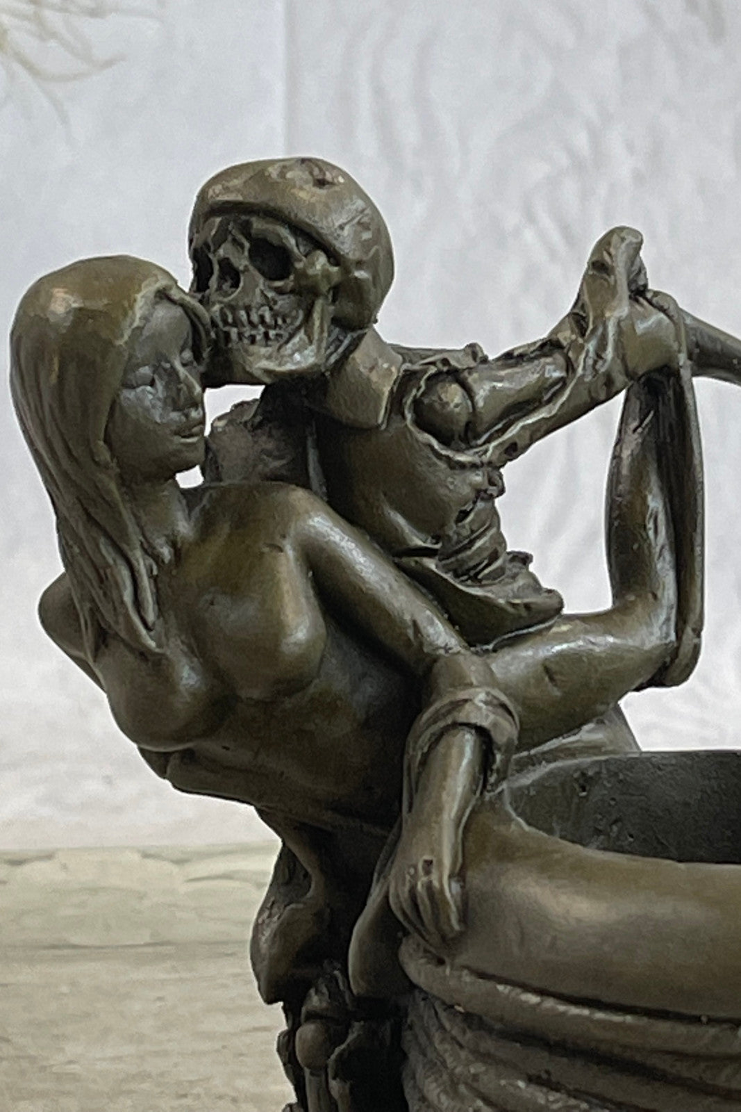 Buy Nude Skeleton Erotic Bronze Sculpture – Handcrafted Pen Holder Figurine by Olaf Odegaard