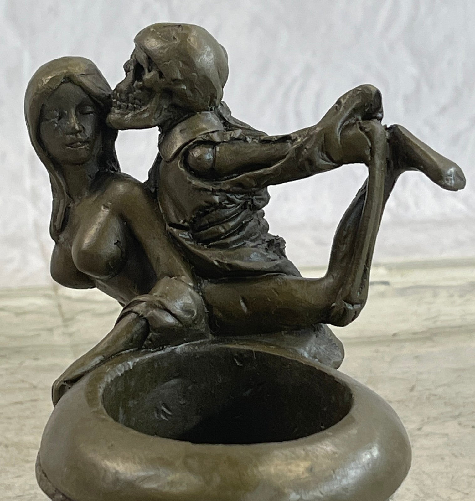 Buy Nude Skeleton Erotic Bronze Sculpture – Handcrafted Pen Holder Figurine by Olaf Odegaard