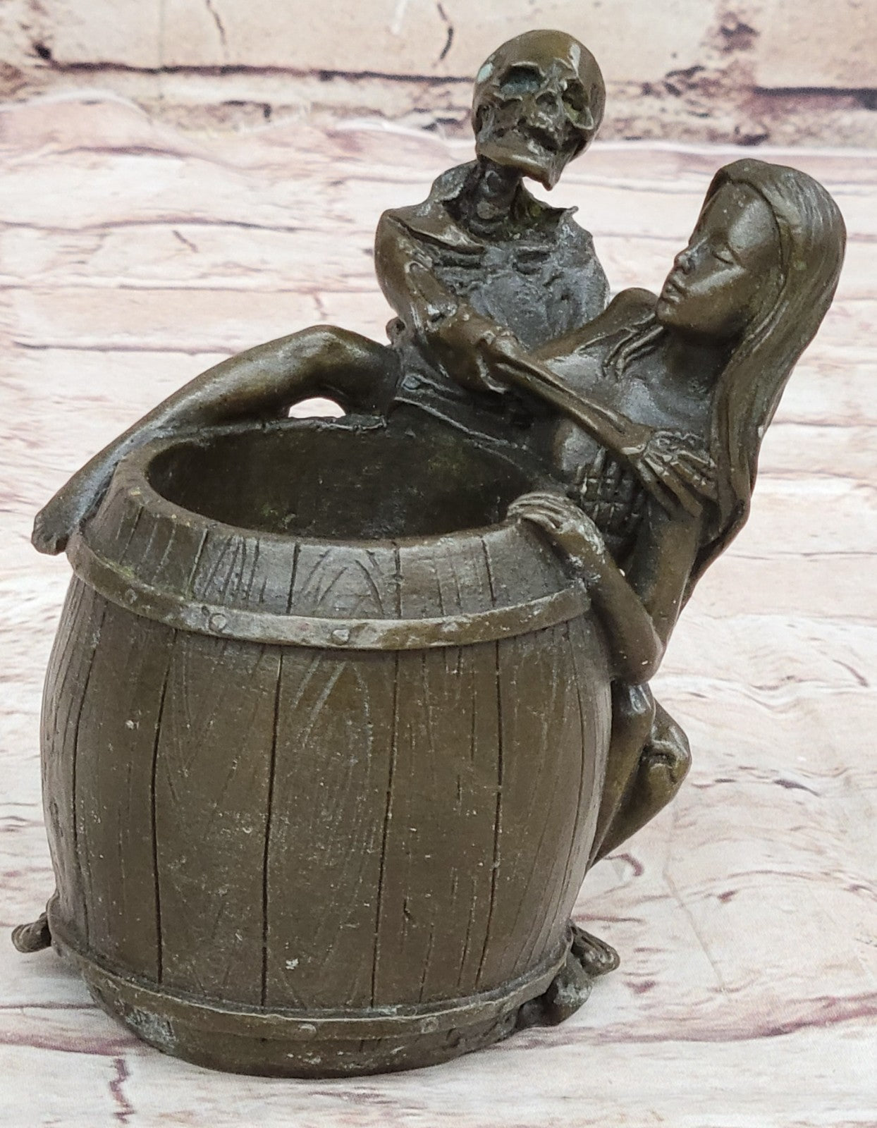 Nude Girl Brush Pot Pen Holder Pen Stand Bronze Sculpture Handcrafted Decor Gift