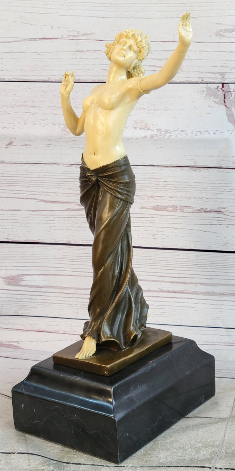 Combination of Real Bronze and Decor Sculpture Hot Cast Erotic Woman Figure