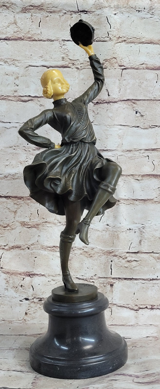 Museum Quality Bronze Sculpture Musicians Gypsy Woman Playing Tambourine