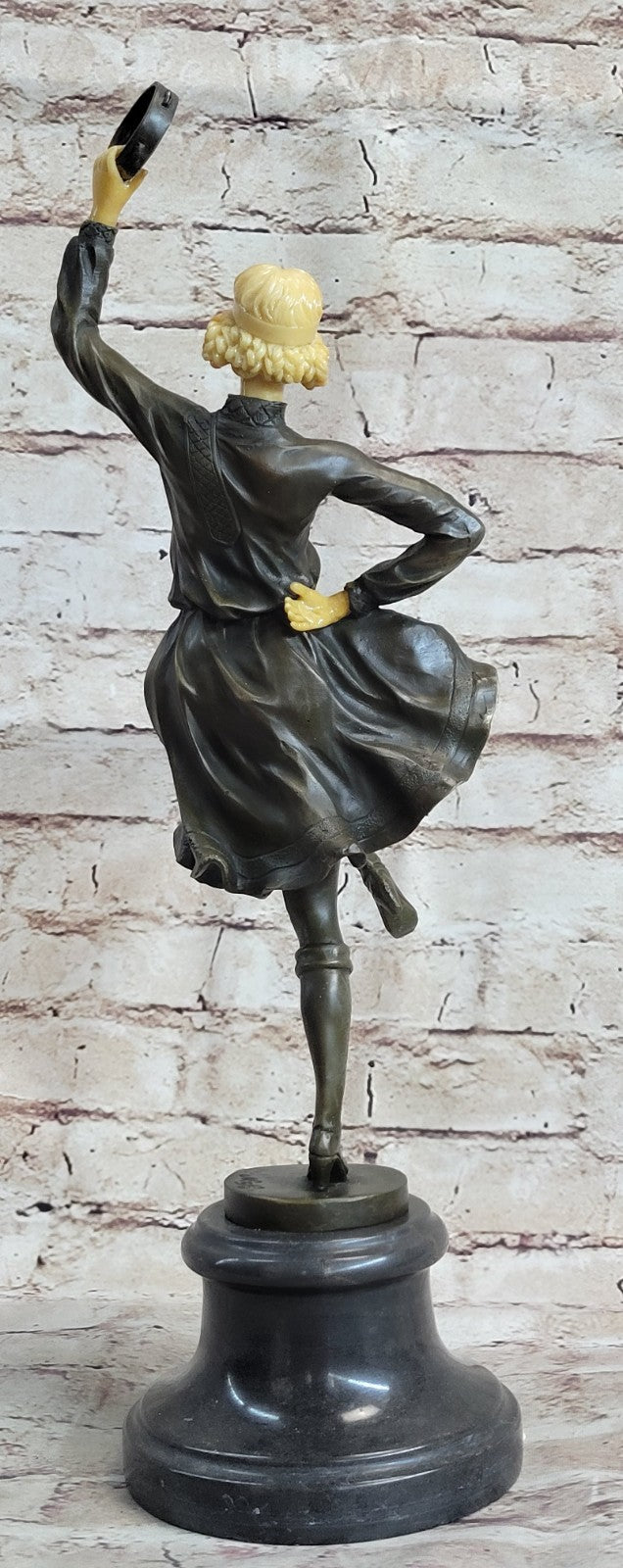 Museum Quality Bronze Sculpture Musicians Gypsy Woman Playing Tambourine