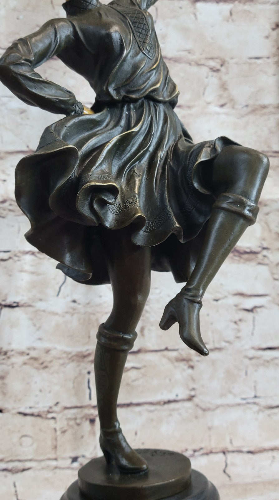 Museum Quality Bronze Sculpture Musicians Gypsy Woman Playing Tambourine