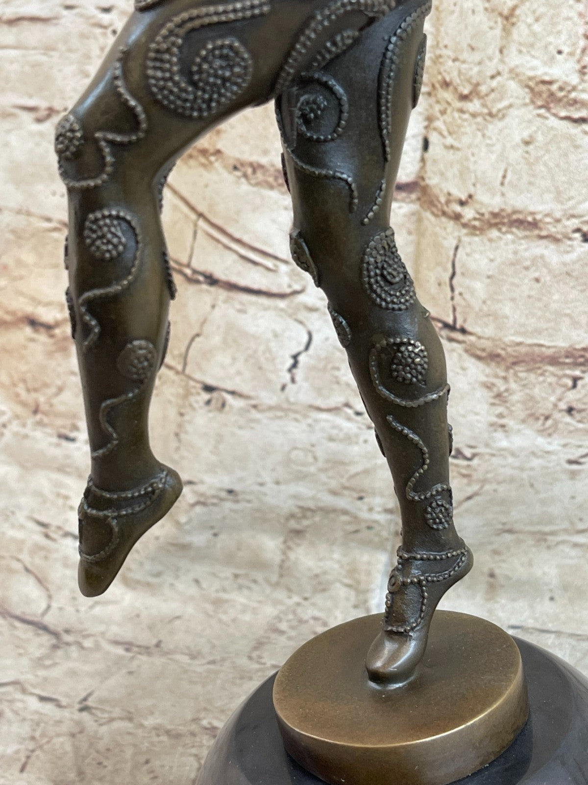 SIGNED BRONZE SCULPTURE ART DECO HIGHLY DETAILED PREISS STATUE ON MARBLE