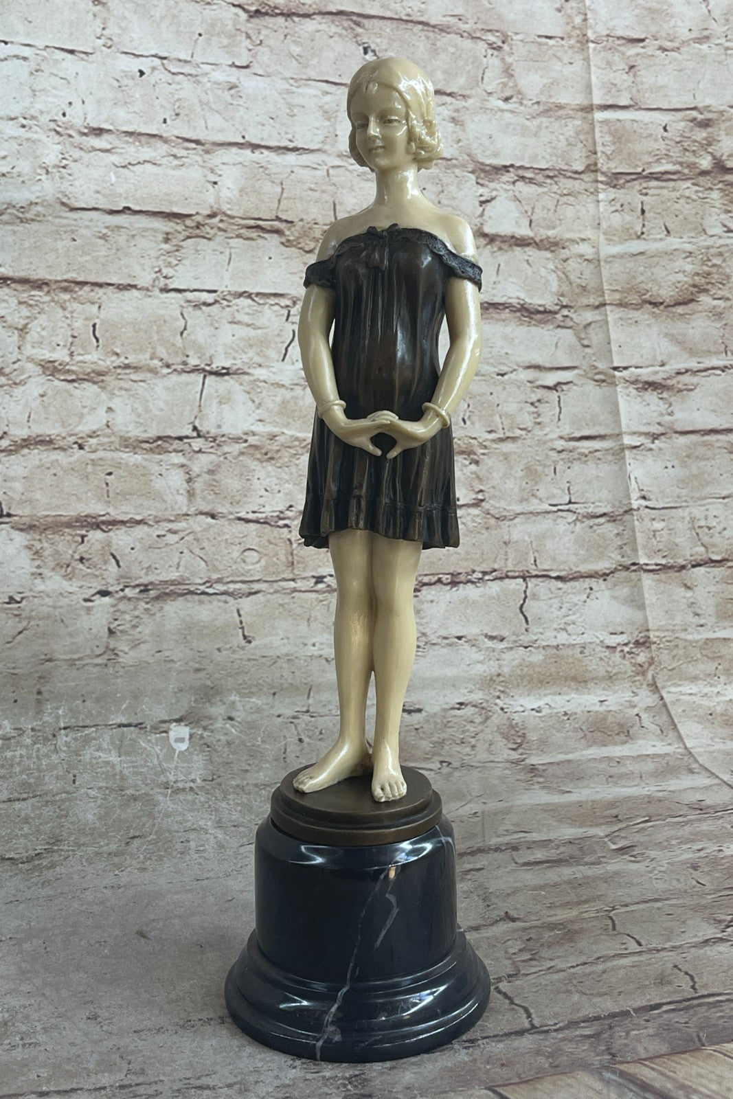 Victorian Girl" Pure American Bronze Statue Sculpture Inspired Gift Artwork