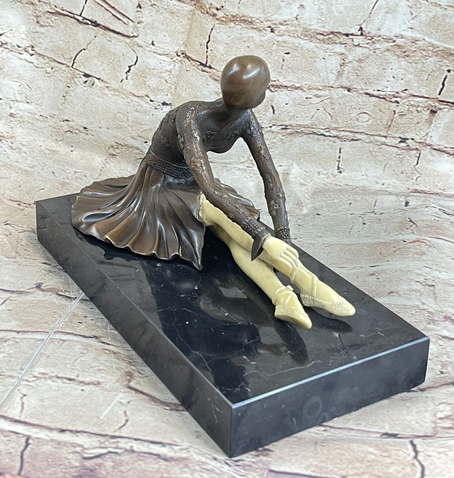 Young Dance Lady Handcrafted Elegant Bronze Sculpture Statue Figurine Figure T
