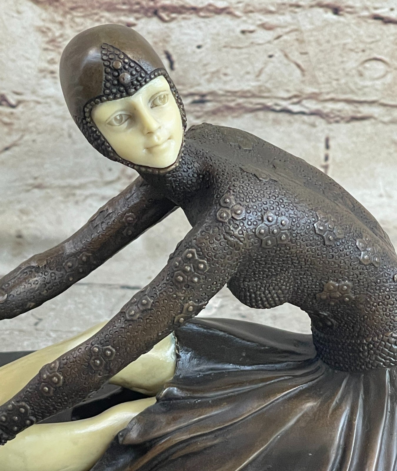 Young Dance Lady Handcrafted Elegant Bronze Sculpture Statue Figurine Figure T