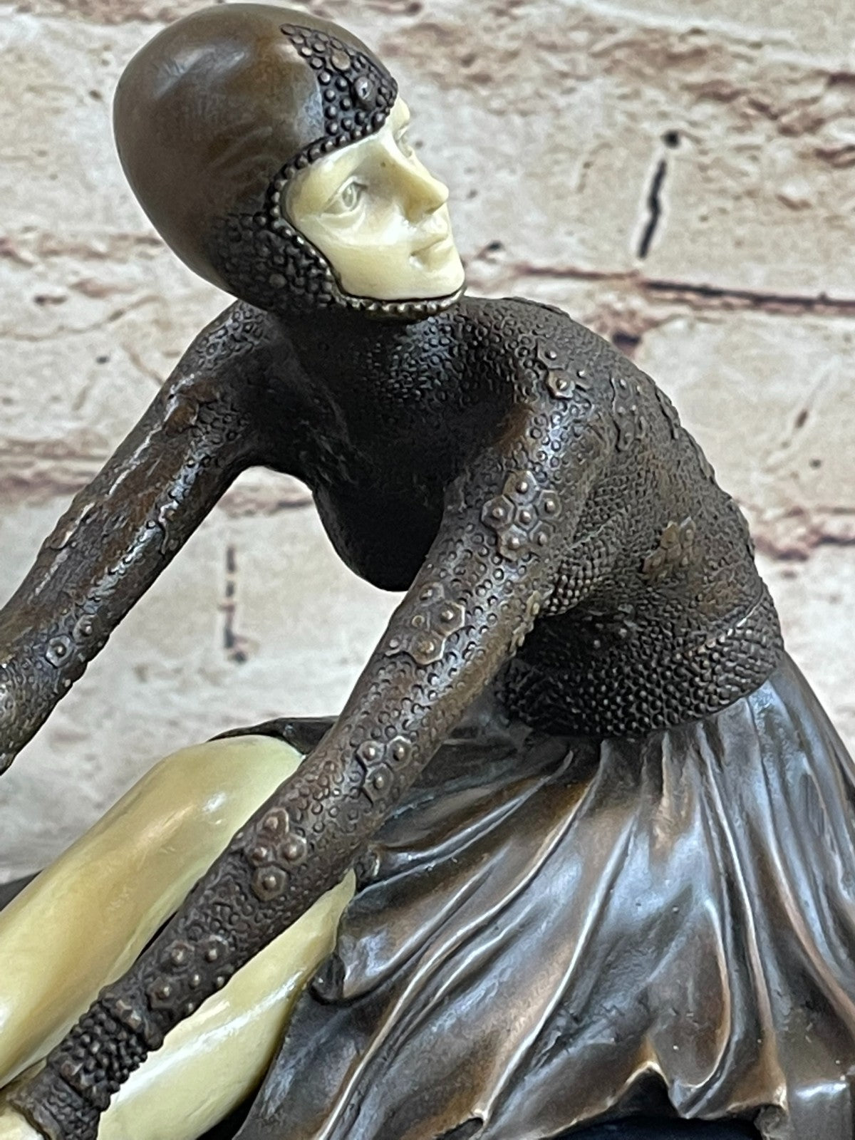 Young Dance Lady Handcrafted Elegant Bronze Sculpture Statue Figurine Figure T