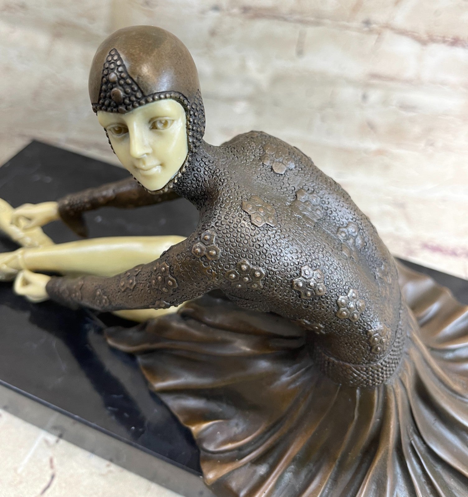 Young Dance Lady Handcrafted Elegant Bronze Sculpture Statue Figurine Figure T