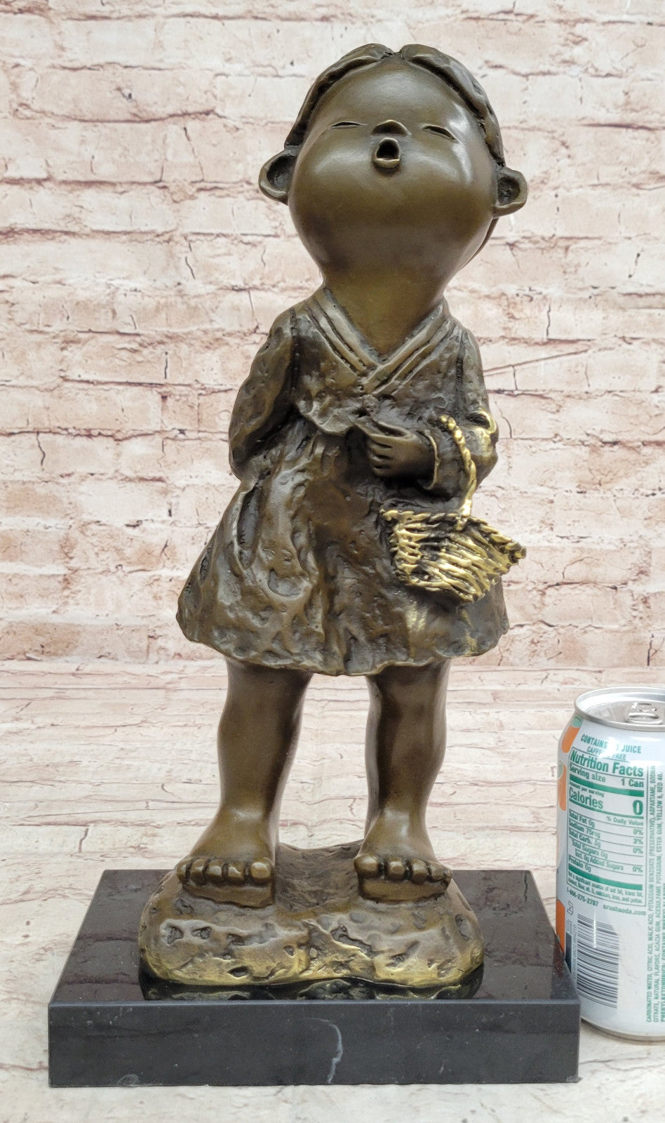 Milo`s Bronze Chinese Girl Holding Basket Art Sculpture Figurine Gift