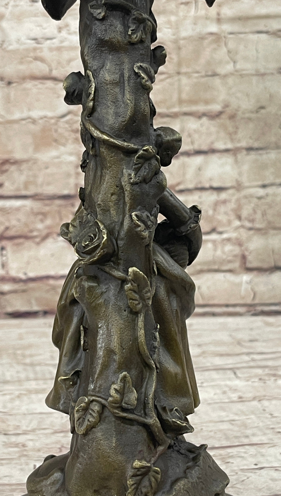 Art Deco Maiden Female Bronze Sculpture Candle Holder Home Decor