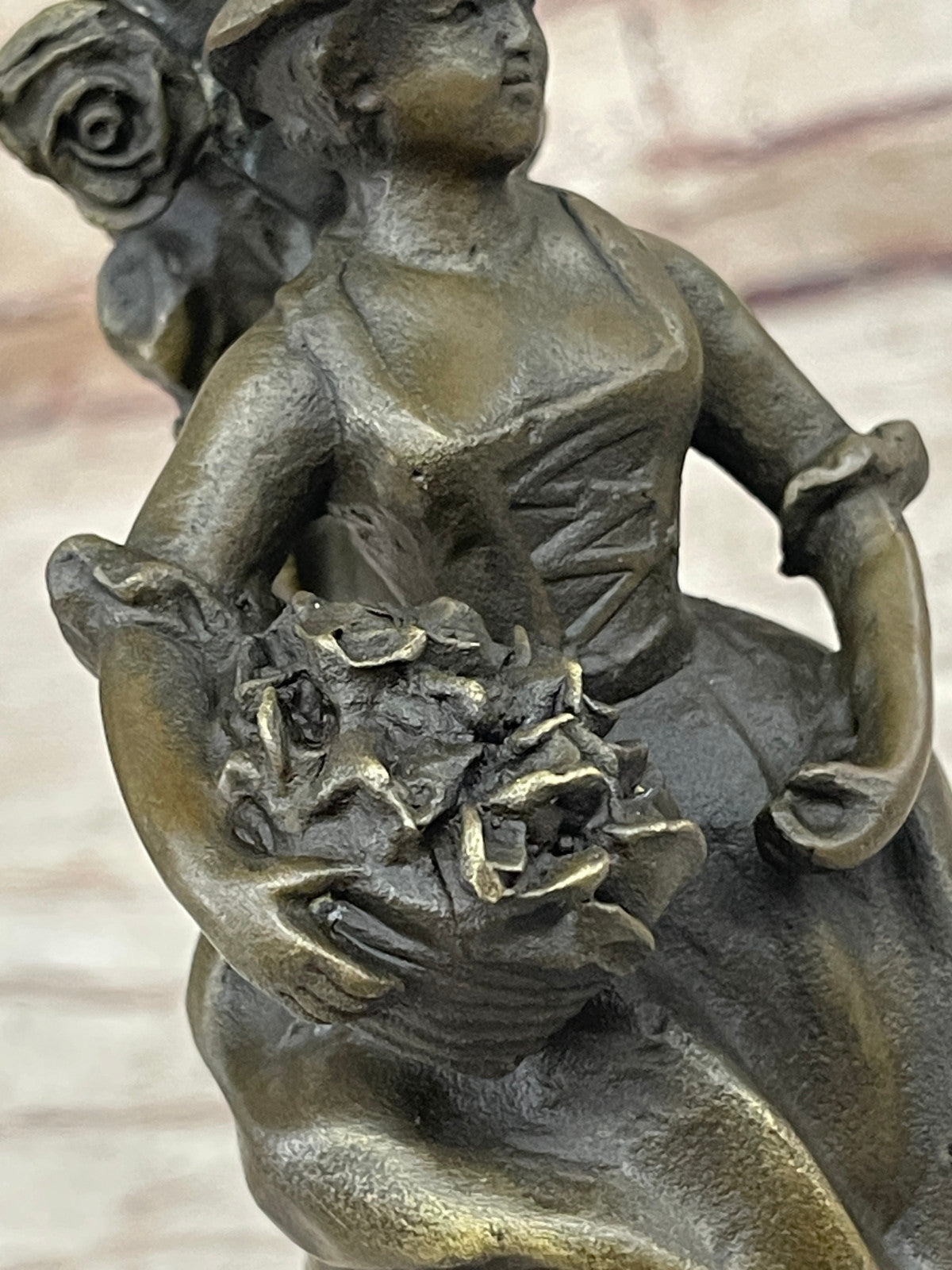 Art Deco Maiden Female Bronze Sculpture Candle Holder Home Decor