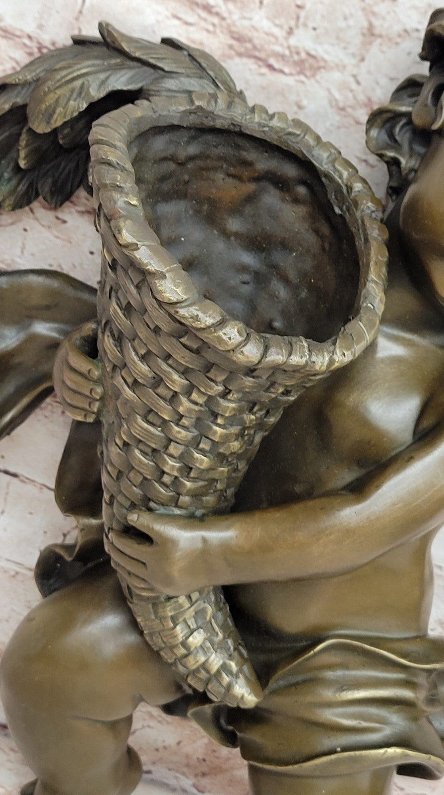 Vintage Baby Boy Angel Putti Bronze Statue Home Decor Gift