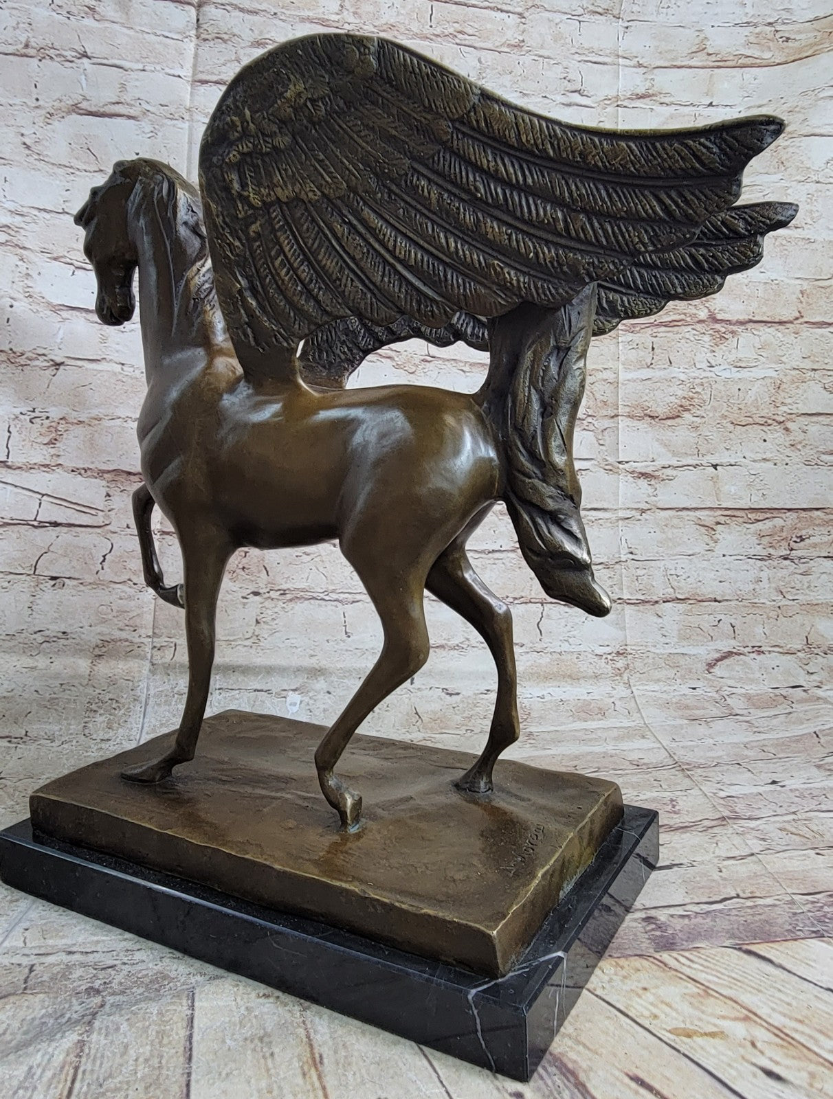 Greek Mythology Hero Horse Pegasus Large 100% Real Bronze Statue Sculpture Gift