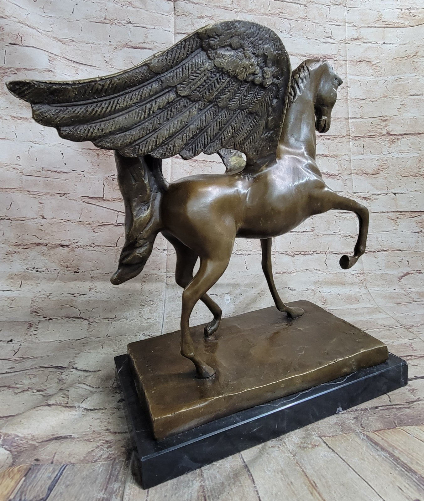 Greek Mythology Hero Horse Pegasus Large 100% Real Bronze Statue Sculpture Gift