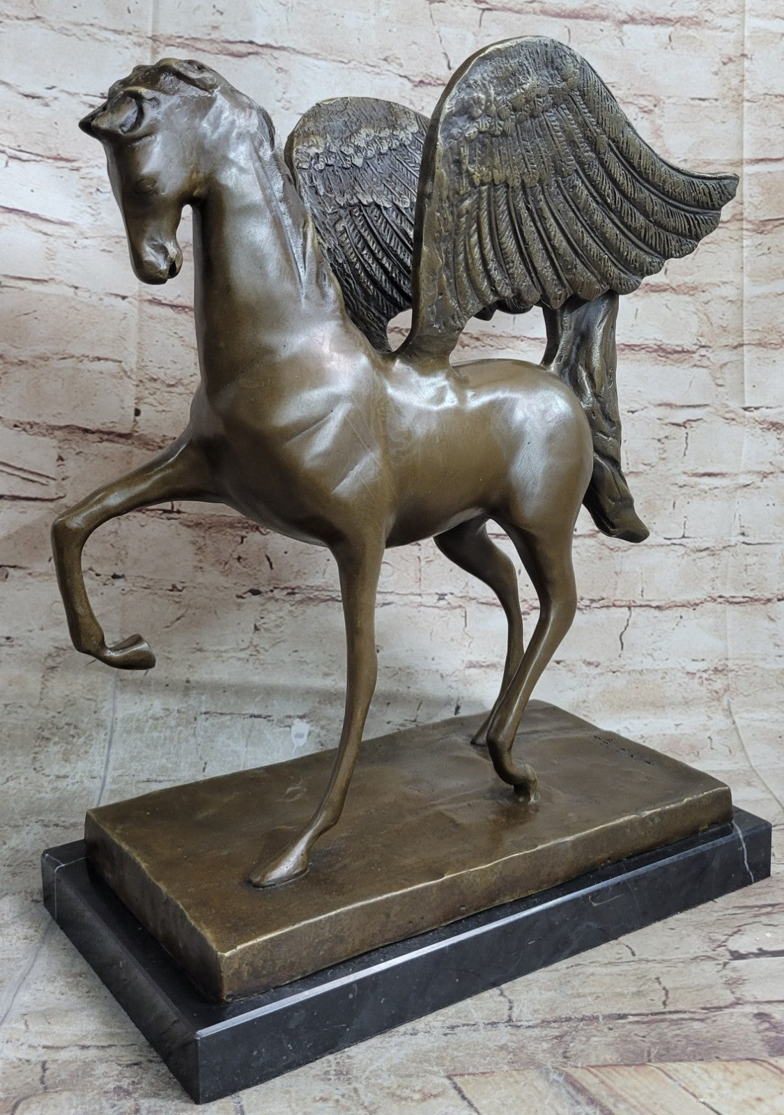 Greek Mythology Hero Horse Pegasus Large 100% Real Bronze Statue Sculpture Gift