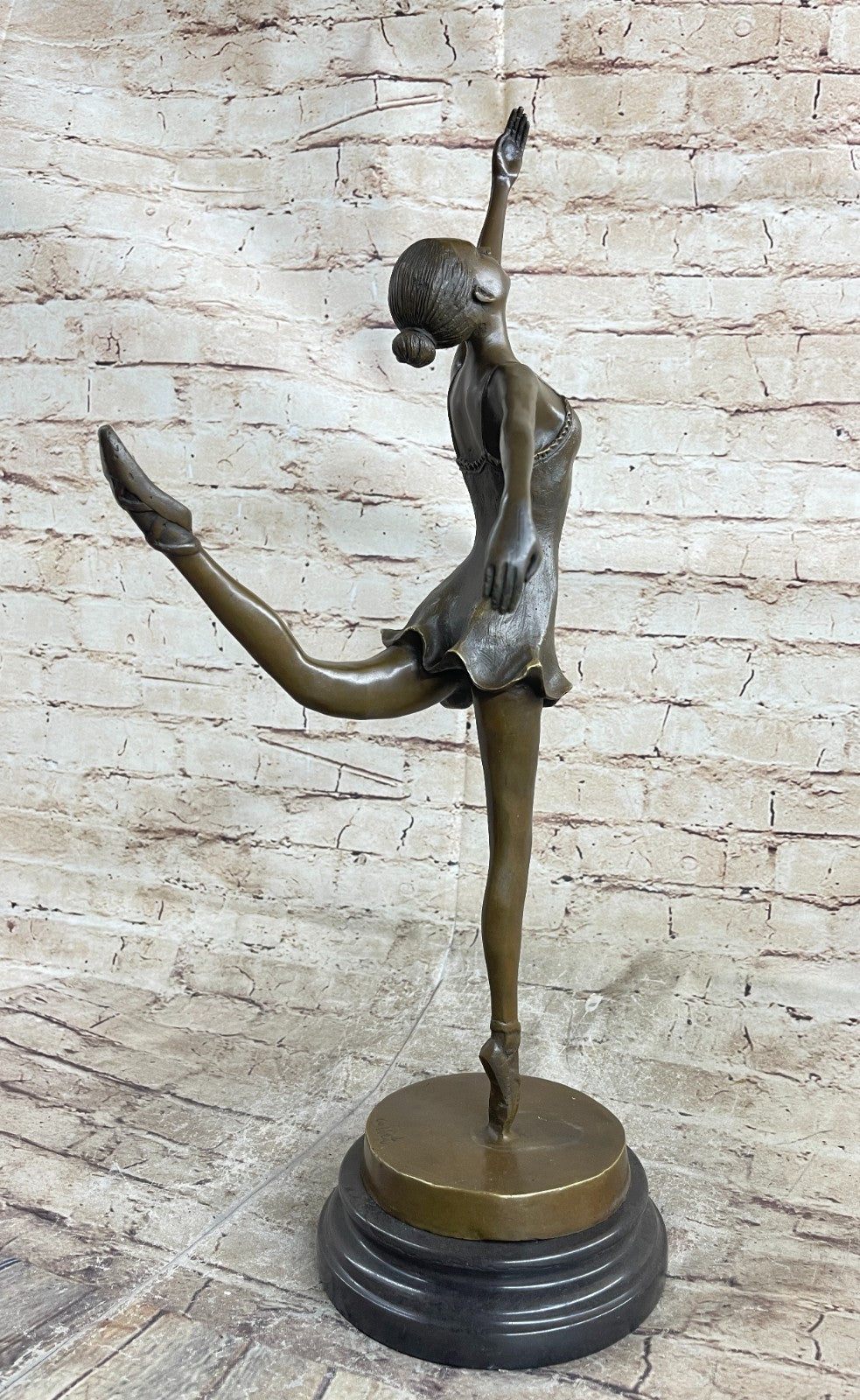 Ballerina Ballet Dancer Bronze Statue Sculpture Figure Figurine Decor 21" x 12"