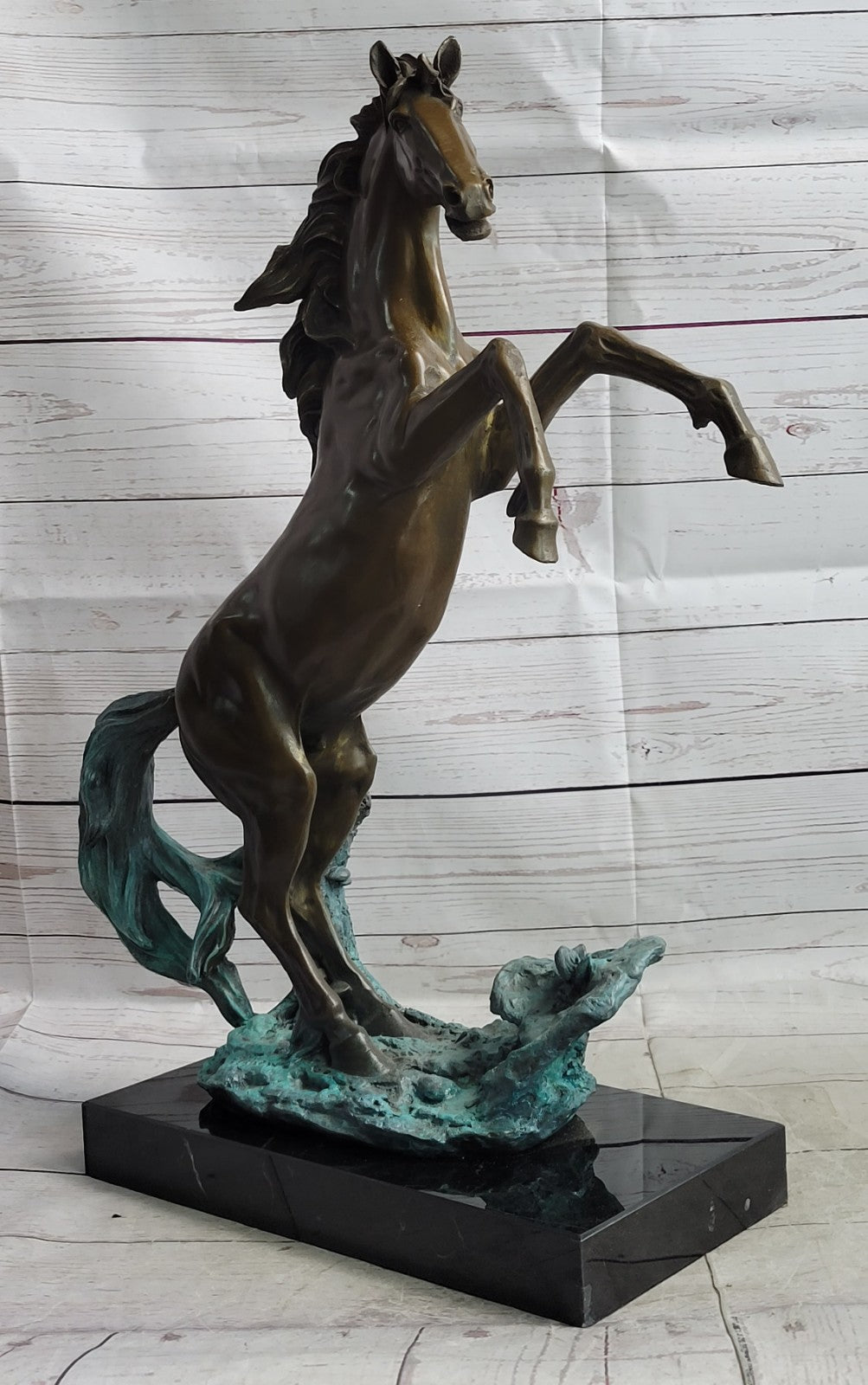 Artistic Rendition: Handcrafted Bronze Rearing Horse Sculpture Statue Lost Wax Art