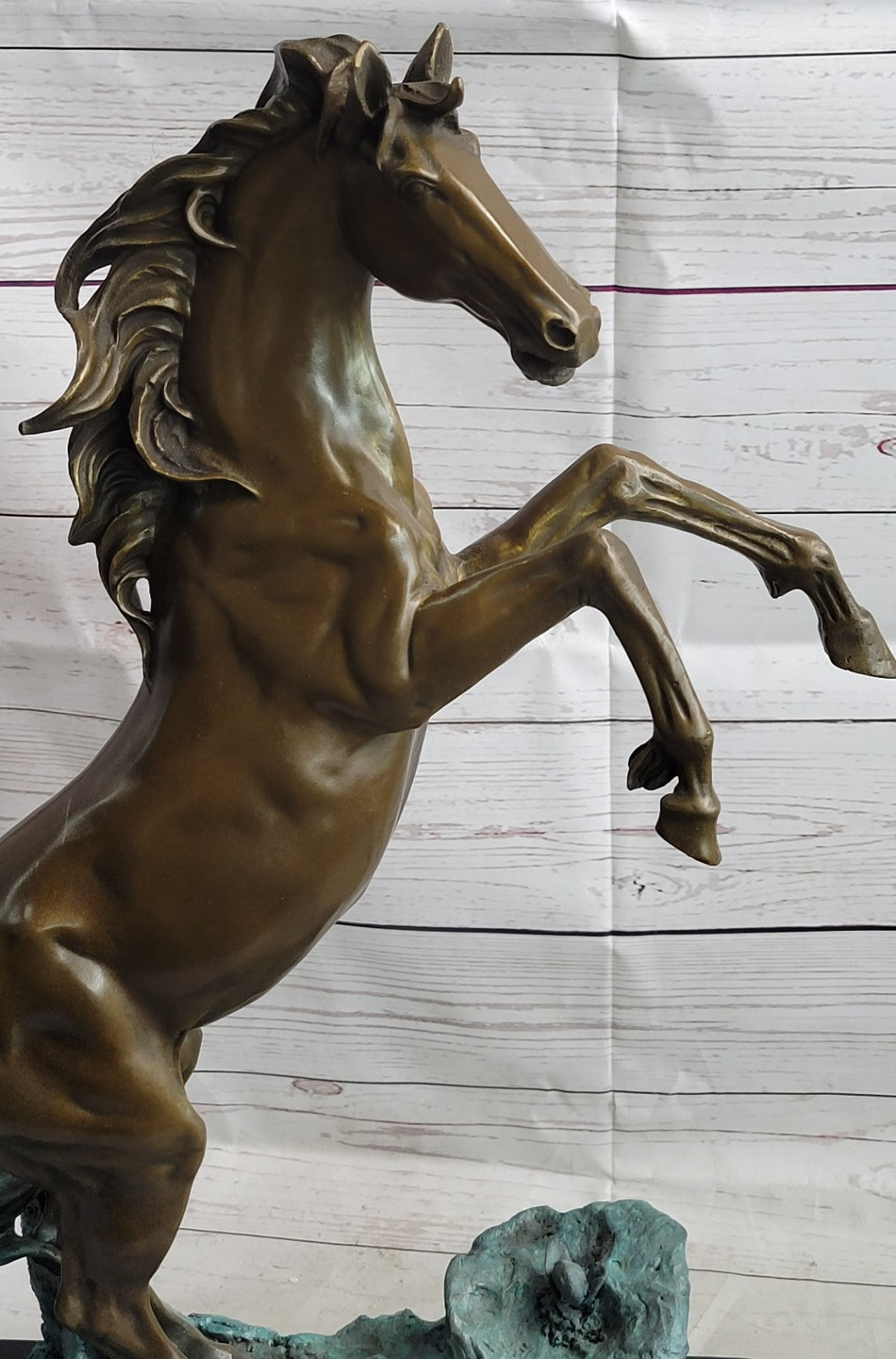 Artistic Rendition: Handcrafted Bronze Rearing Horse Sculpture Statue Lost Wax Art
