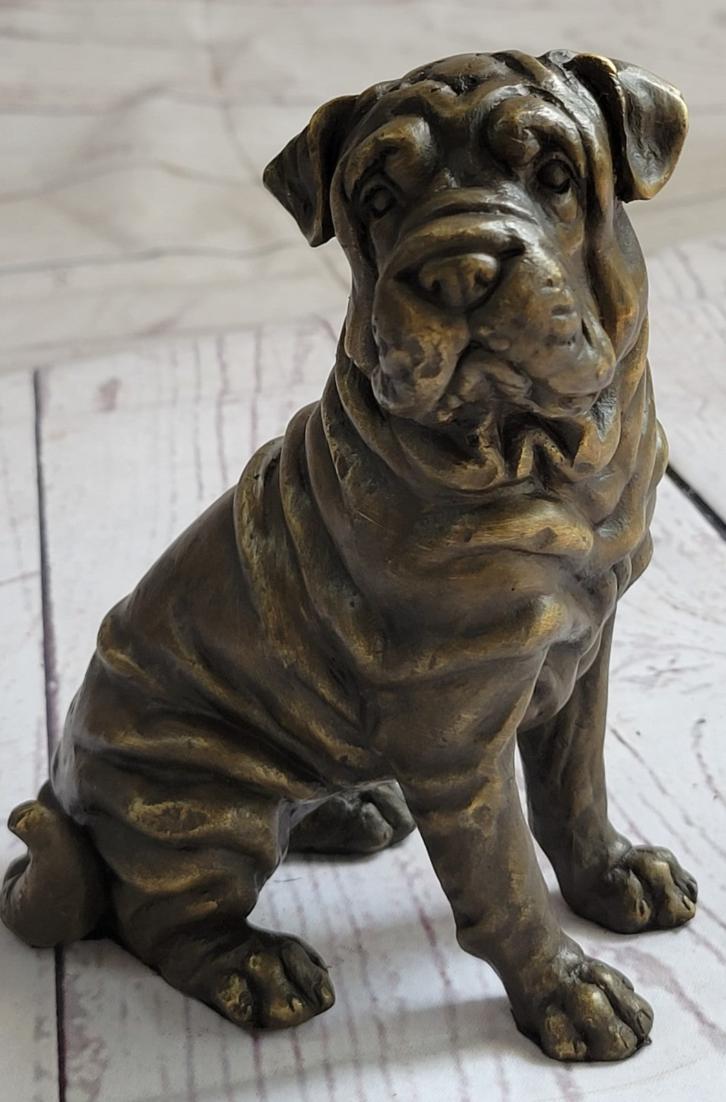 Shar Pei: Hot-Cast Bronze Figurine 6 inches long:: Kitchen & Home Decoration Art