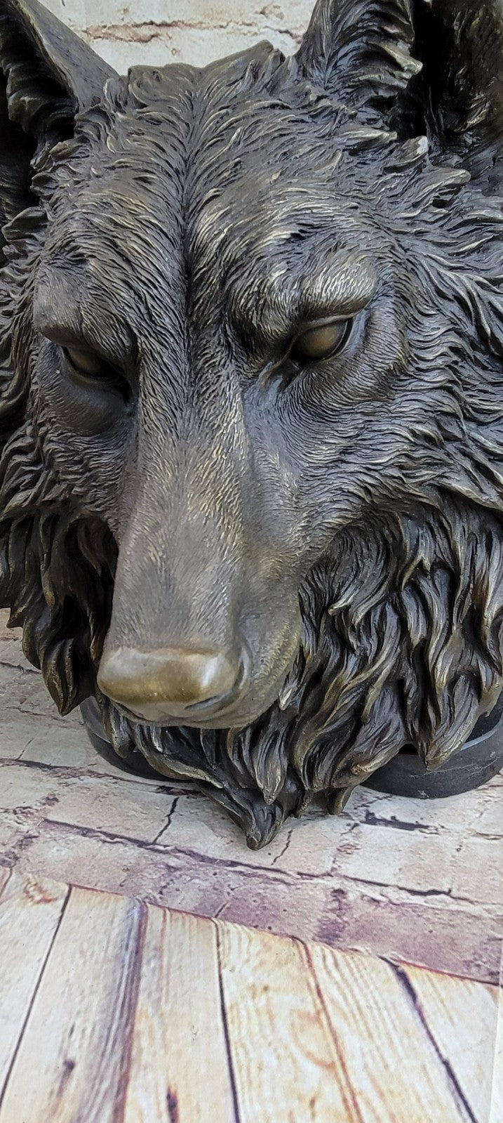 Handcrafted bronze sculpture SALE Signed Original Hot Cast Wolf Head Wall