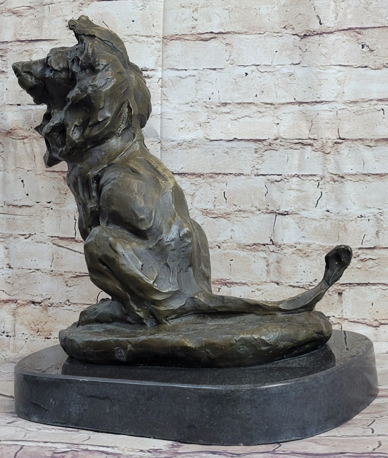 Contemporary Lion King - Abstract Bronze Wildlife Sculpture Figurine Lost wax Art