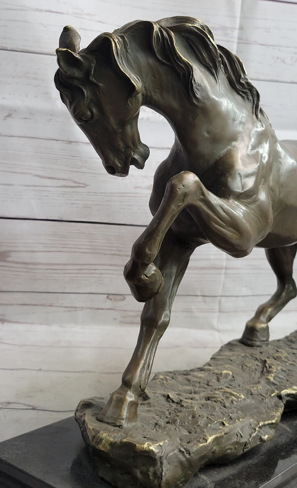 Bronze Sculpture Hand Made by Lost Wax Large 30 Lbs Stallion Horse Figurine deco
