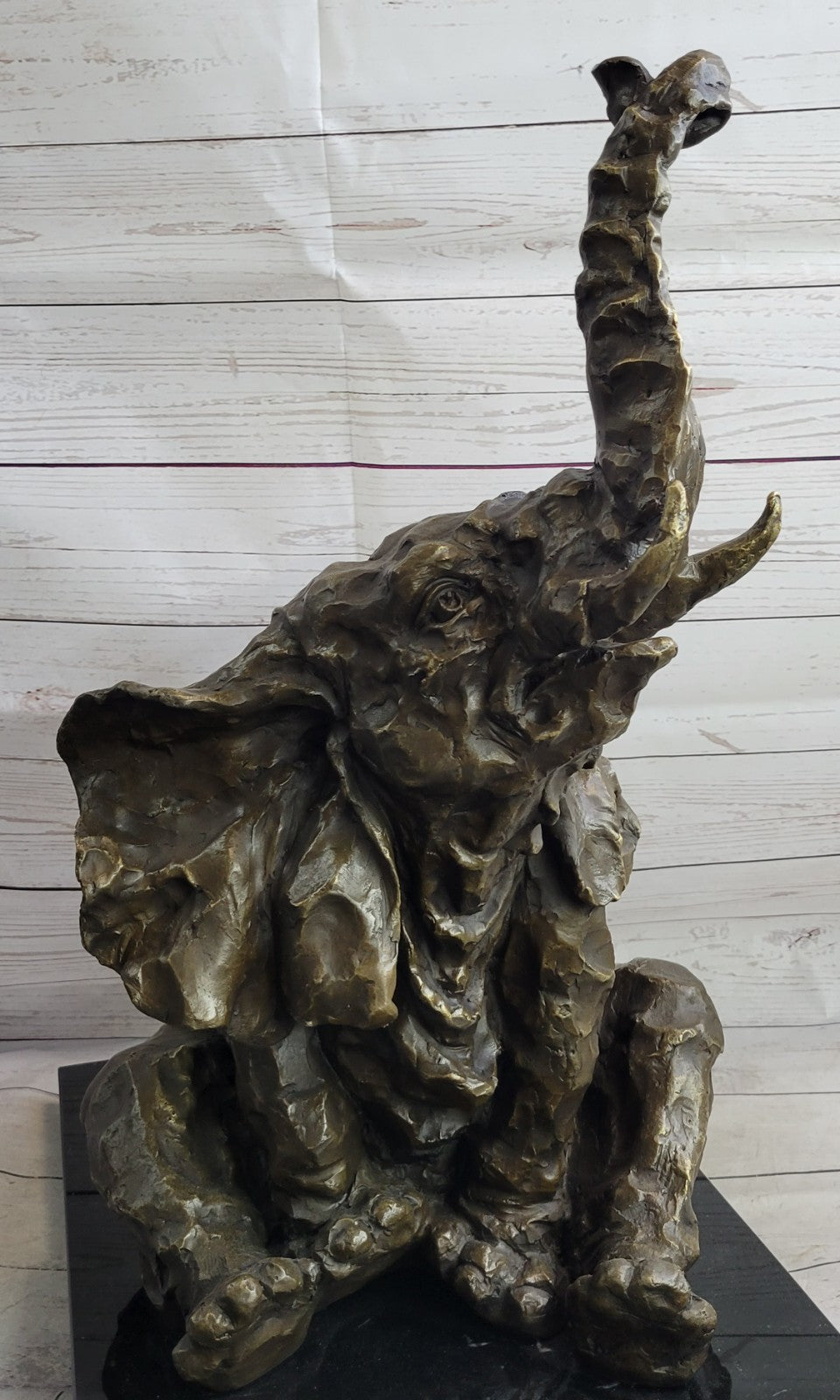 Handcrafted bronze sculpture SALE Bugatt By Elephant Lucky Go Happy Large
