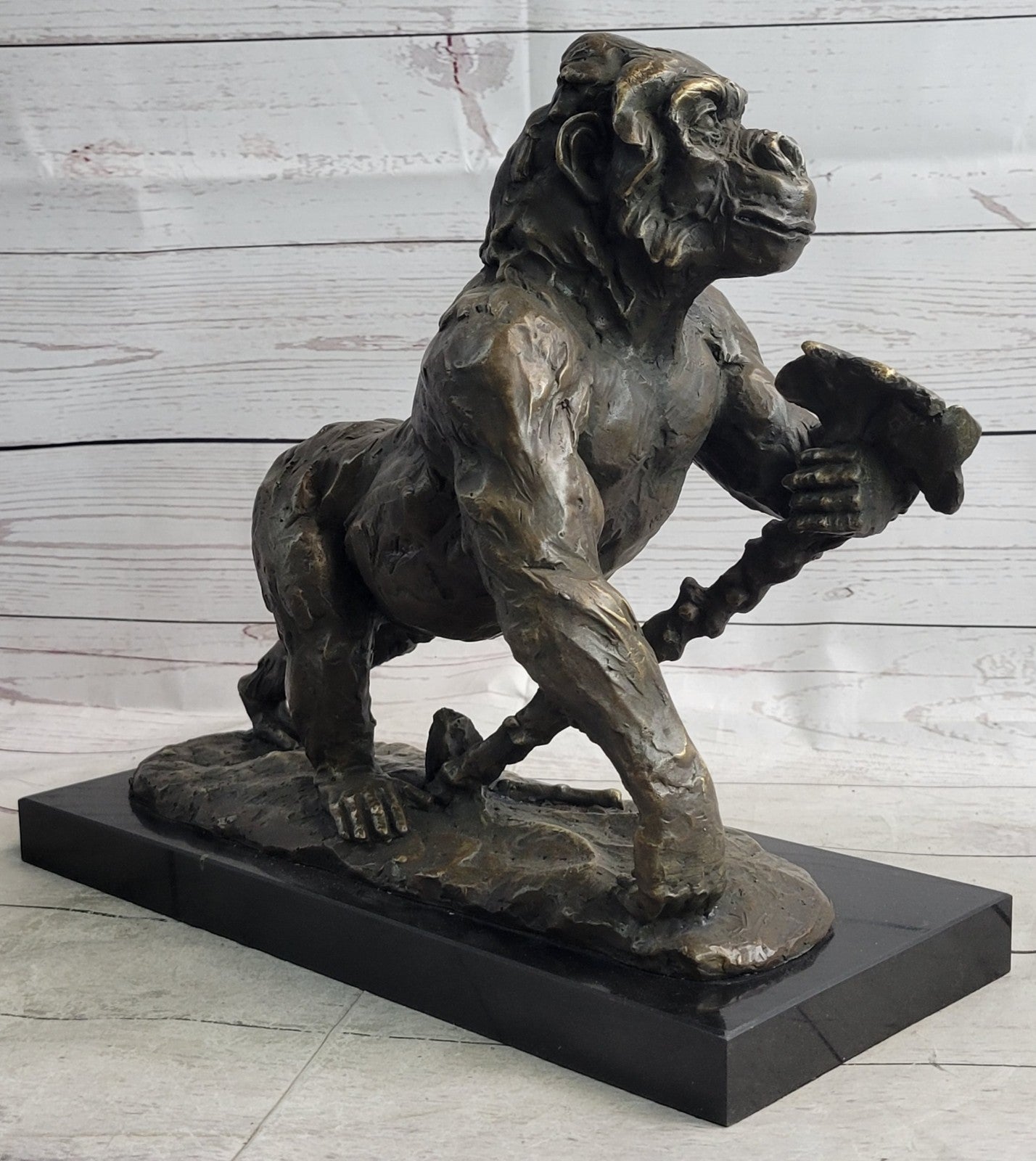 Handcrafted Signed Fisher American Artist Large Gorilla Bronze Sculpture Statue