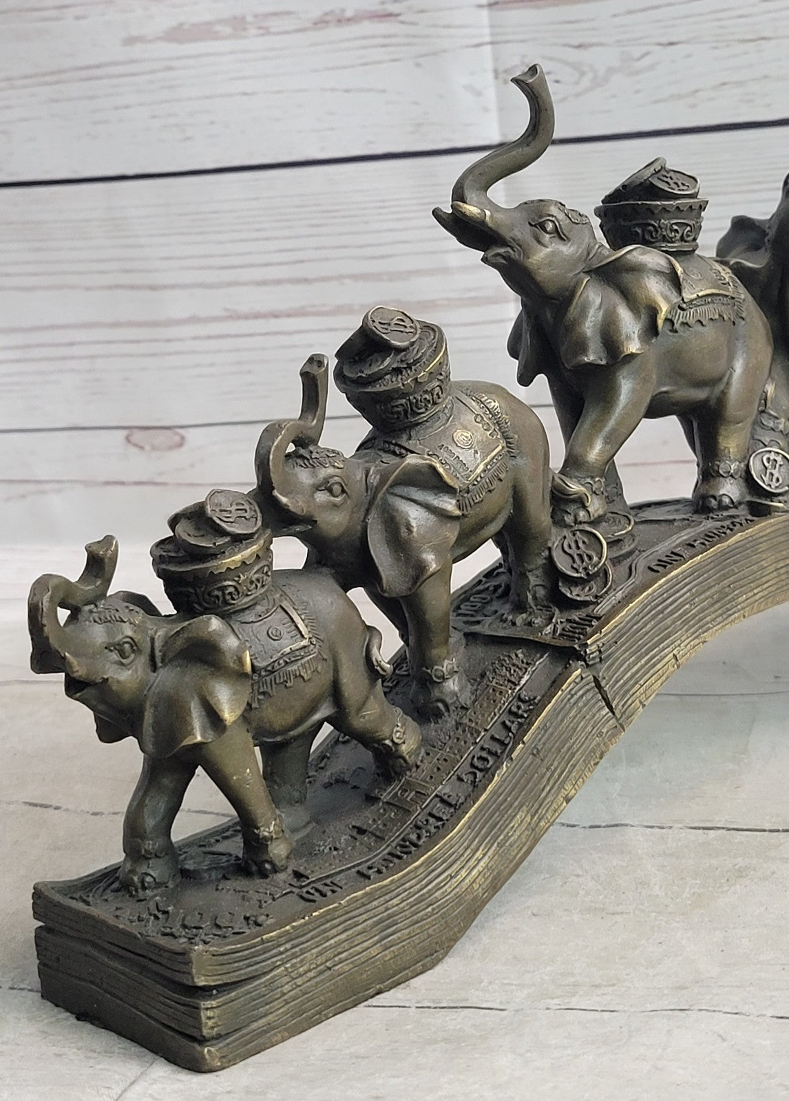 Art Deco Pack of Elephant Sign of Prosperity and Luck Bronze Sculpture Statue