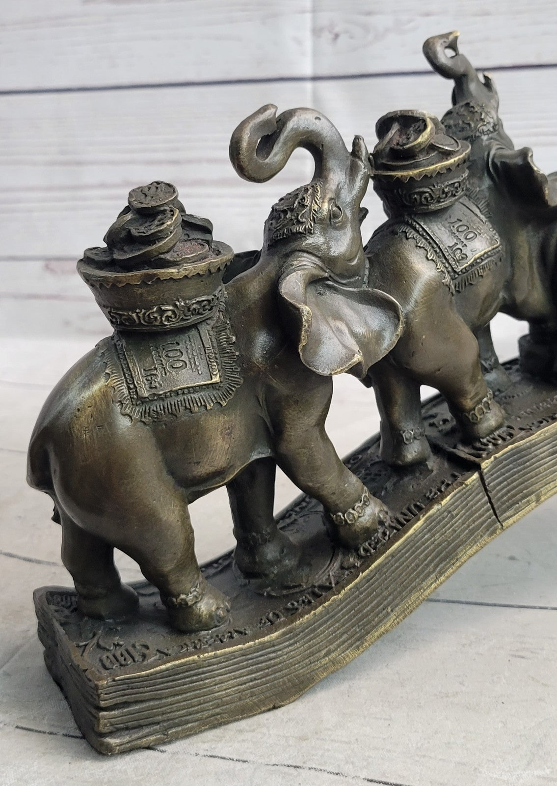 Art Deco Pack of Elephant Sign of Prosperity and Luck Bronze Sculpture Statue