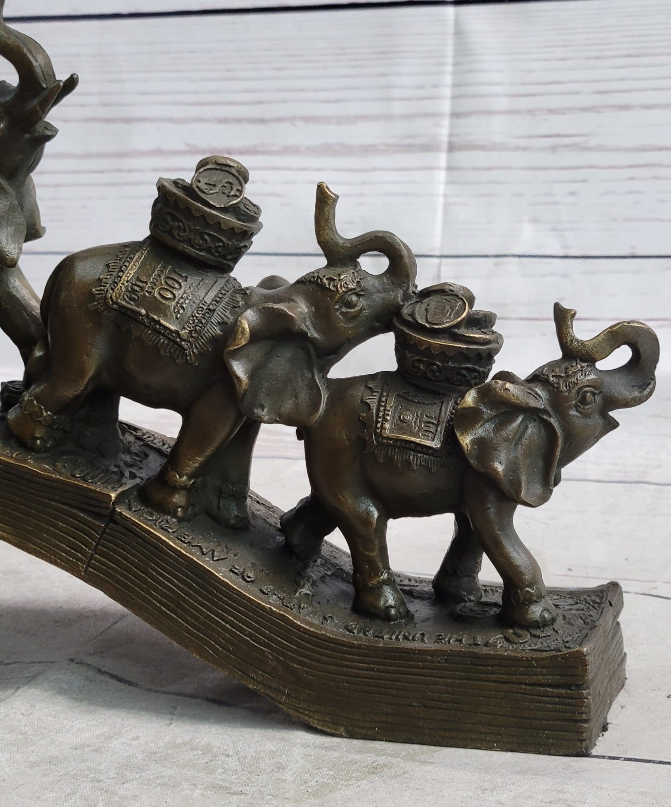 Art Deco Pack of Elephant Sign of Prosperity and Luck Bronze Sculpture Statue