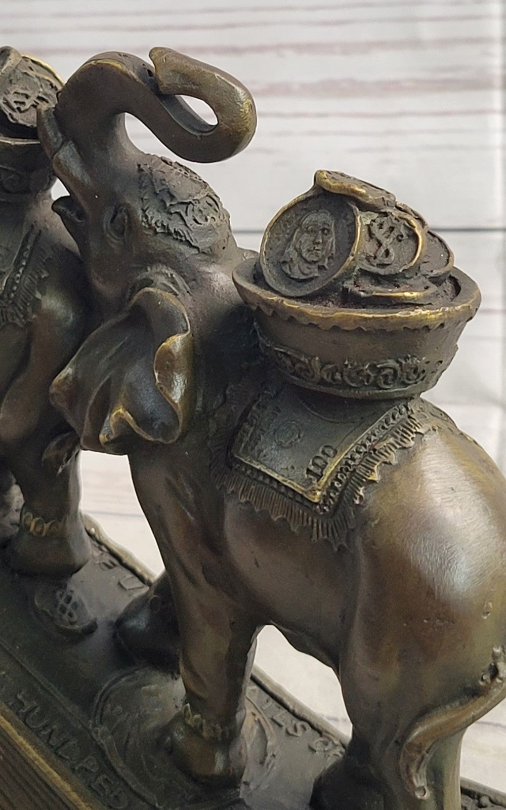 Art Deco Pack of Elephant Sign of Prosperity and Luck Bronze Sculpture Statue