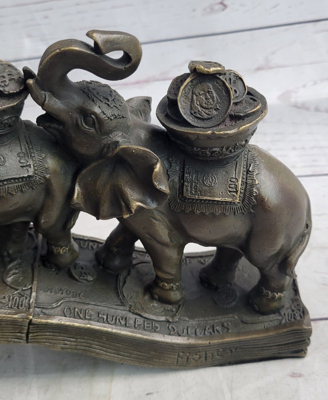 Art Deco Pack of Elephant Sign of Prosperity and Luck Bronze Sculpture Statue