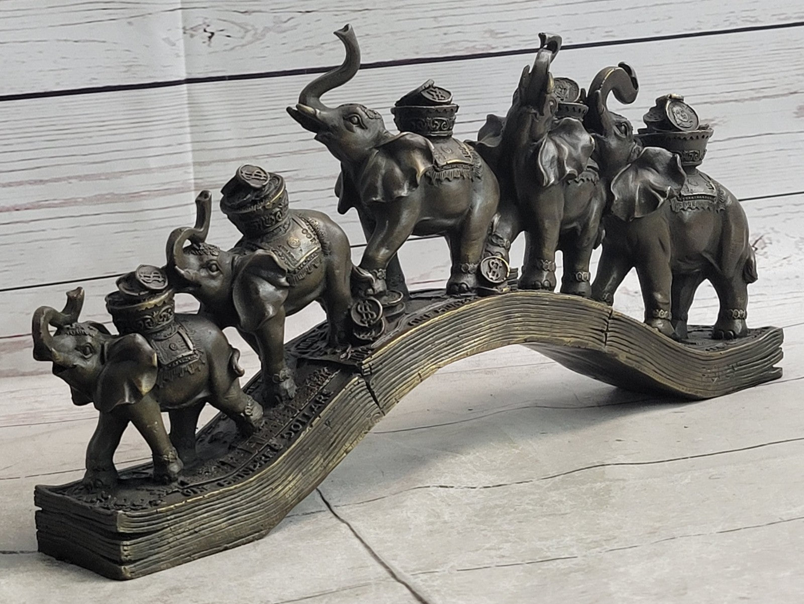 Art Deco Pack of Elephant Sign of Prosperity and Luck Bronze Sculpture Statue