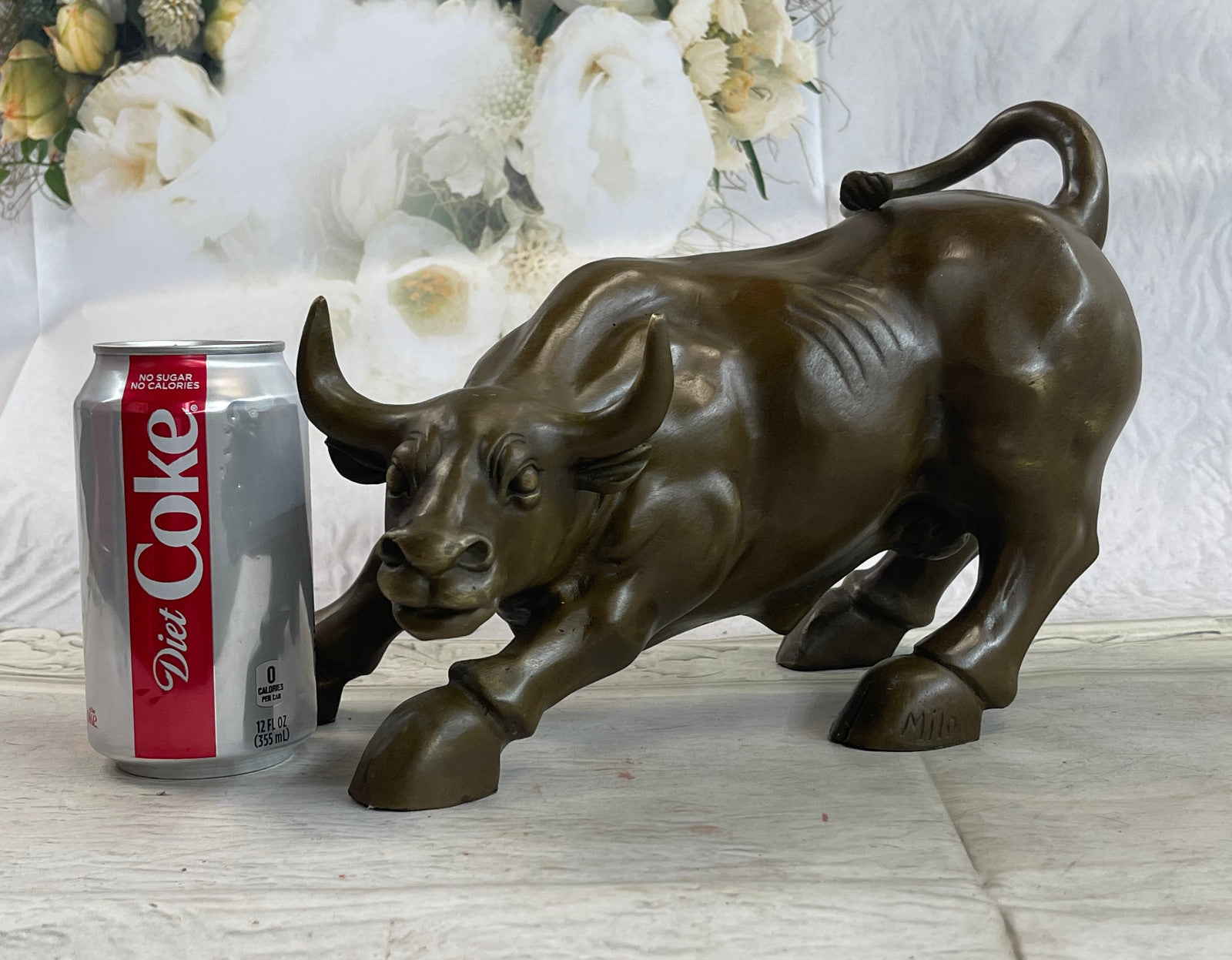 Art Deco Original Stock Market Bull Bronze Sculpture Wall Street Figurine Figure