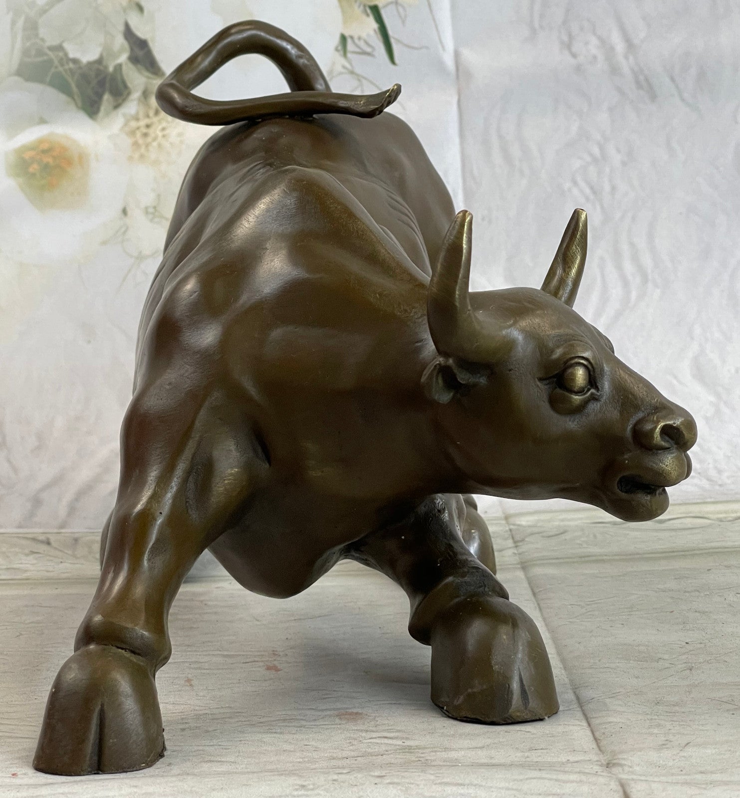 Art Deco Original Stock Market Bull Bronze Sculpture Wall Street Figurine Figure
