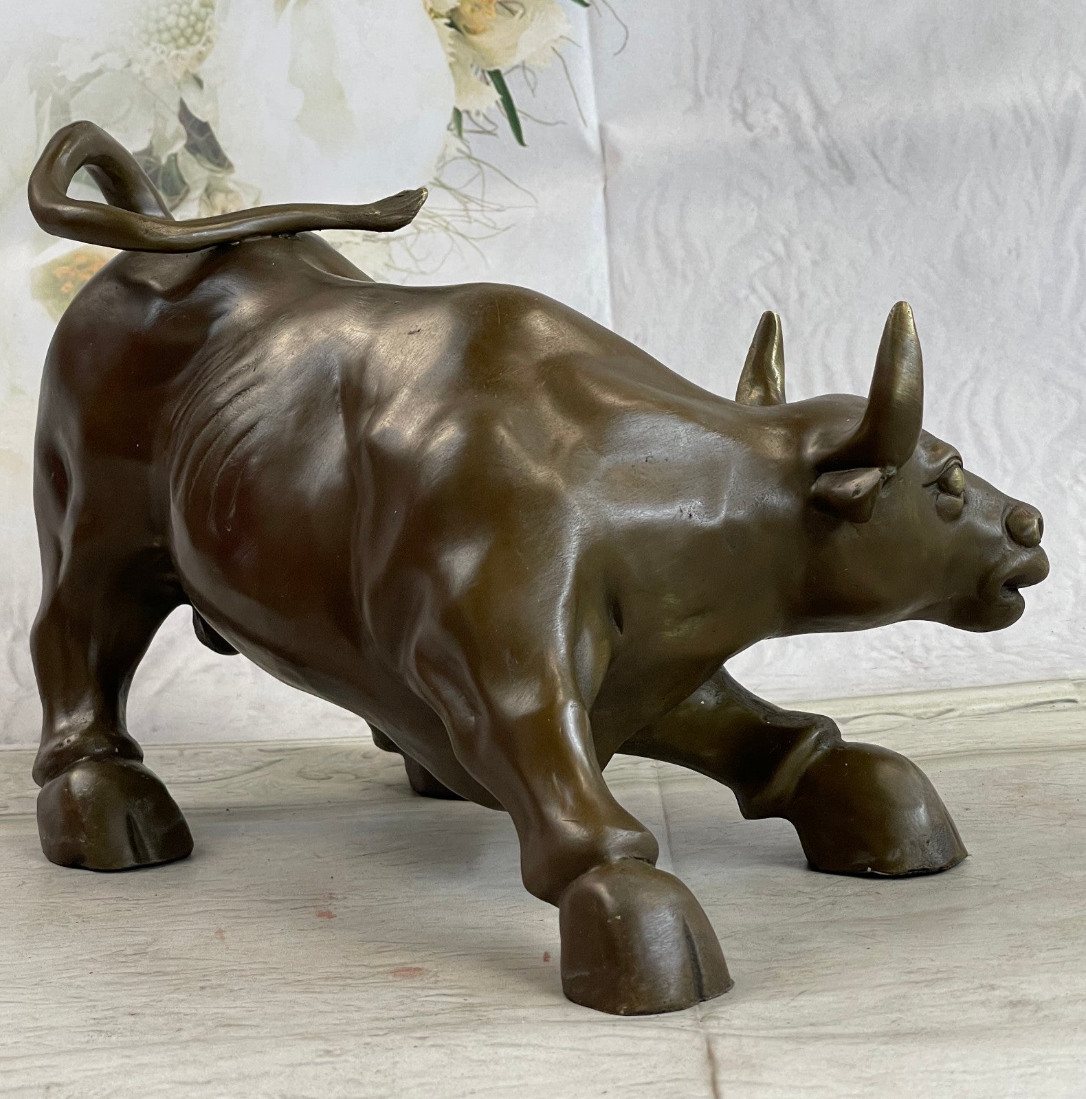 Art Deco Original Stock Market Bull Bronze Sculpture Wall Street Figurine Figure